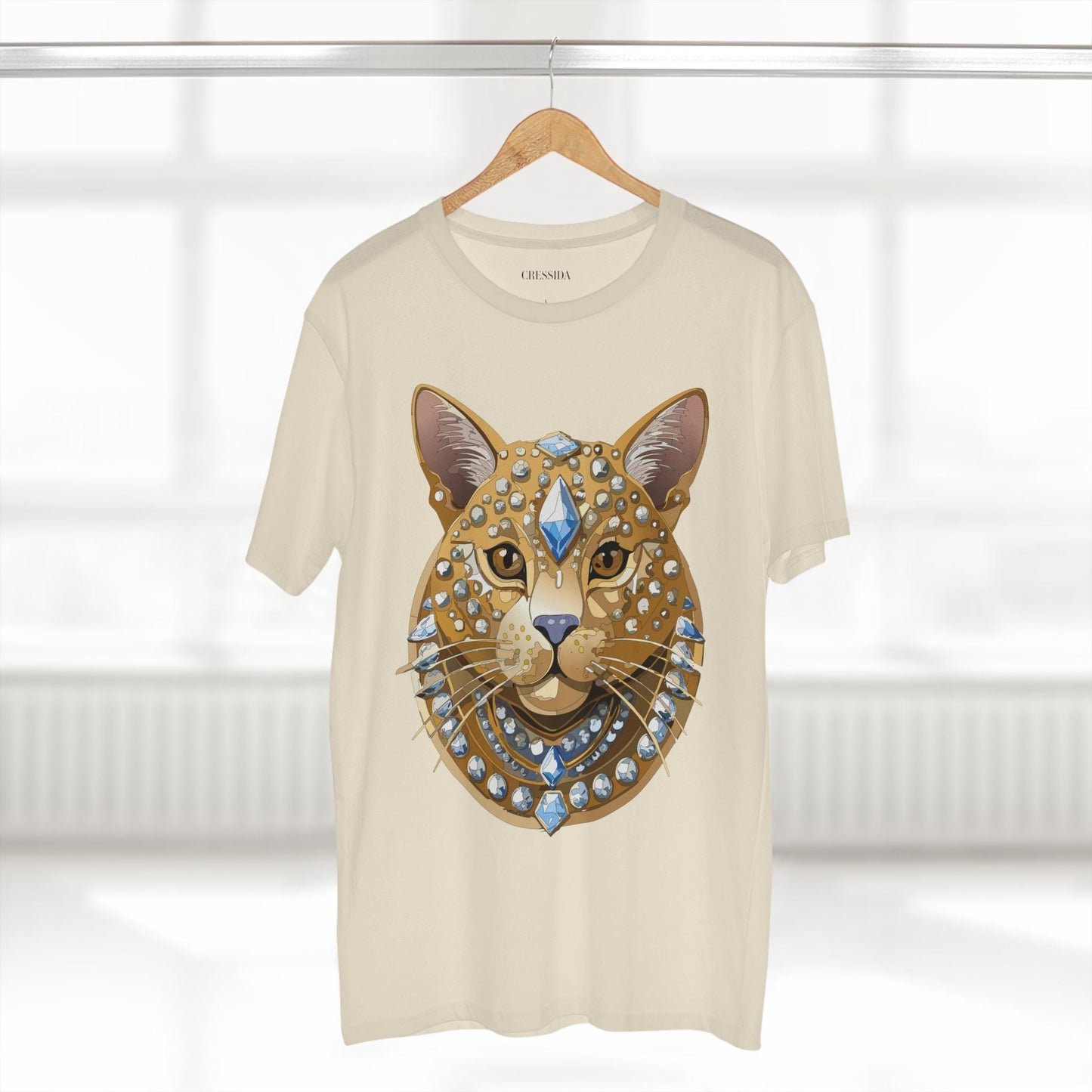 Cat Graphic Unisex 100 Cotton Tee With Unique Animal Golden Medallion Art Design 11