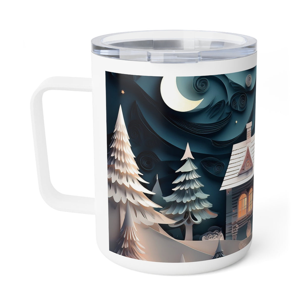 4 Art Design Insulated Coffee Mug Clear Lid 10oz Insulated Coffee Mug 10oz