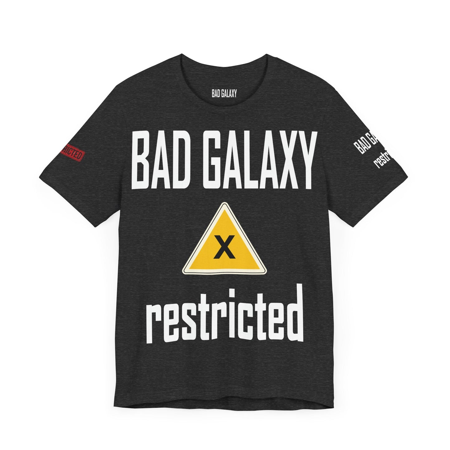 Bad Galaxy Tee Shirt With Red Stamp Made To Order 100 Percent Cotton Eco Friendly Inks USA