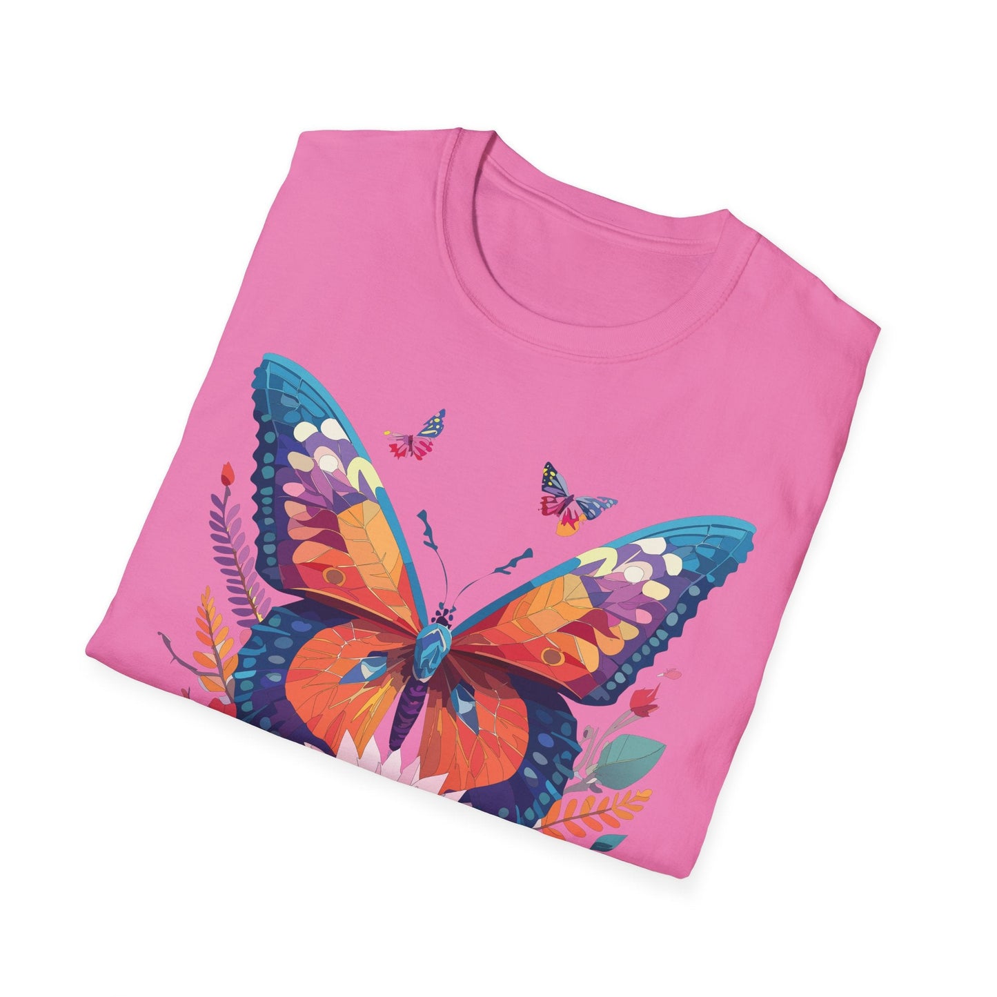 Butterfly Print Unisex T Shirt Softstyle 64000 Monarch Butterfly Themed Tee Ring Spun Cotton