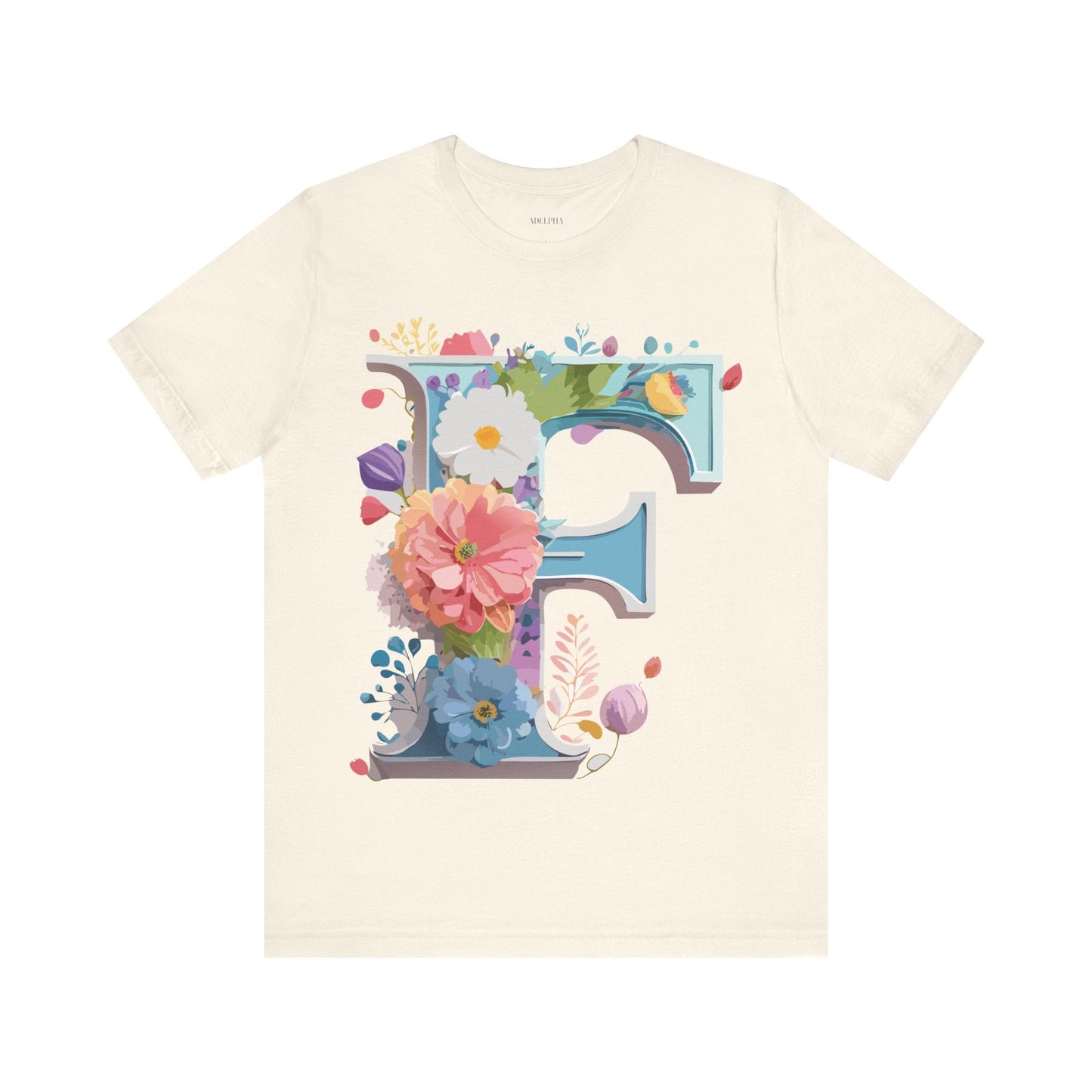 Letter F Shirt Unisex Graphic Tee Vintage Inspired Artwork By Adelpha Short Sleeve