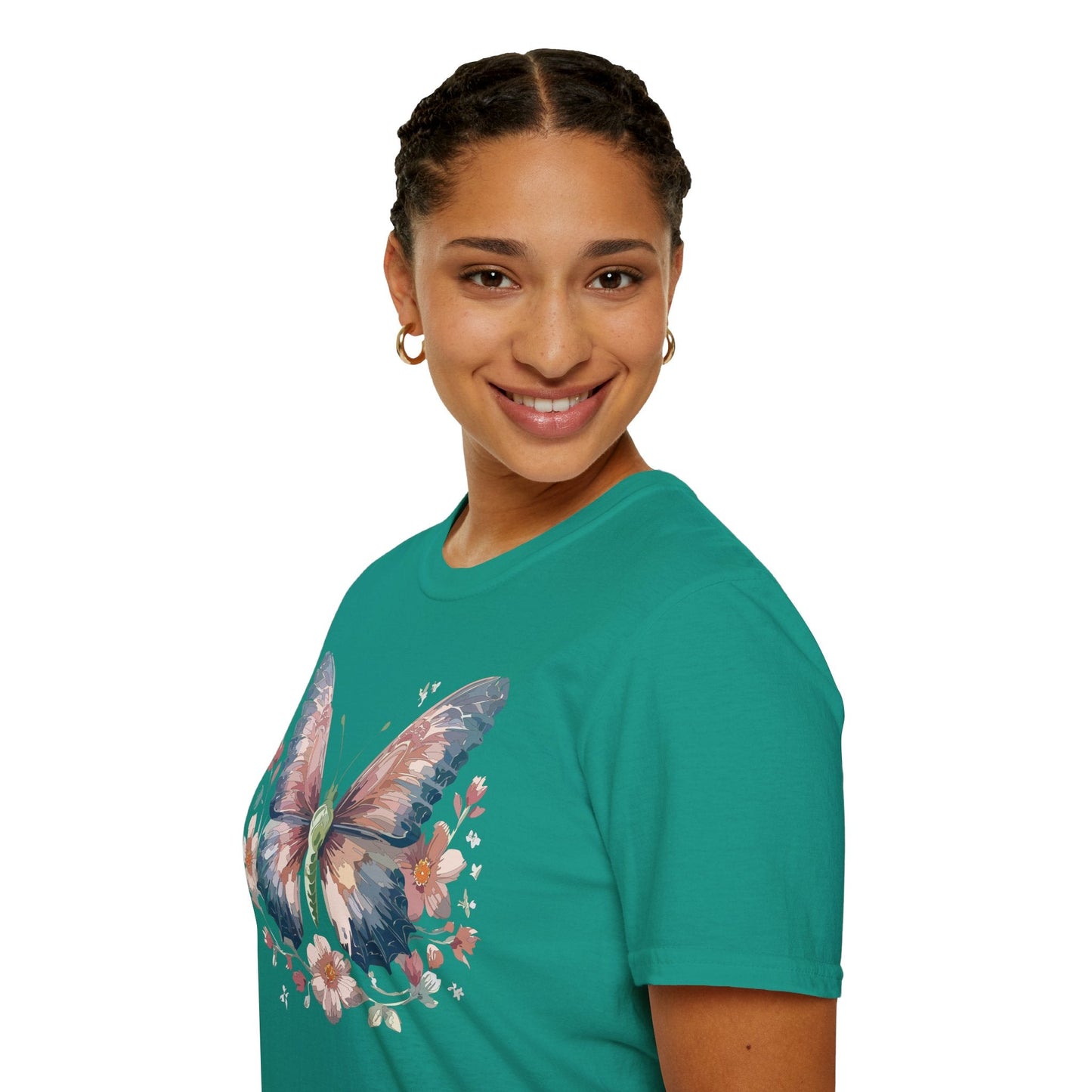 Butterfly Print T Shirt Monarch Unisex Gildan Softstyle 64000 Cotton Tee For Everyday Comfort