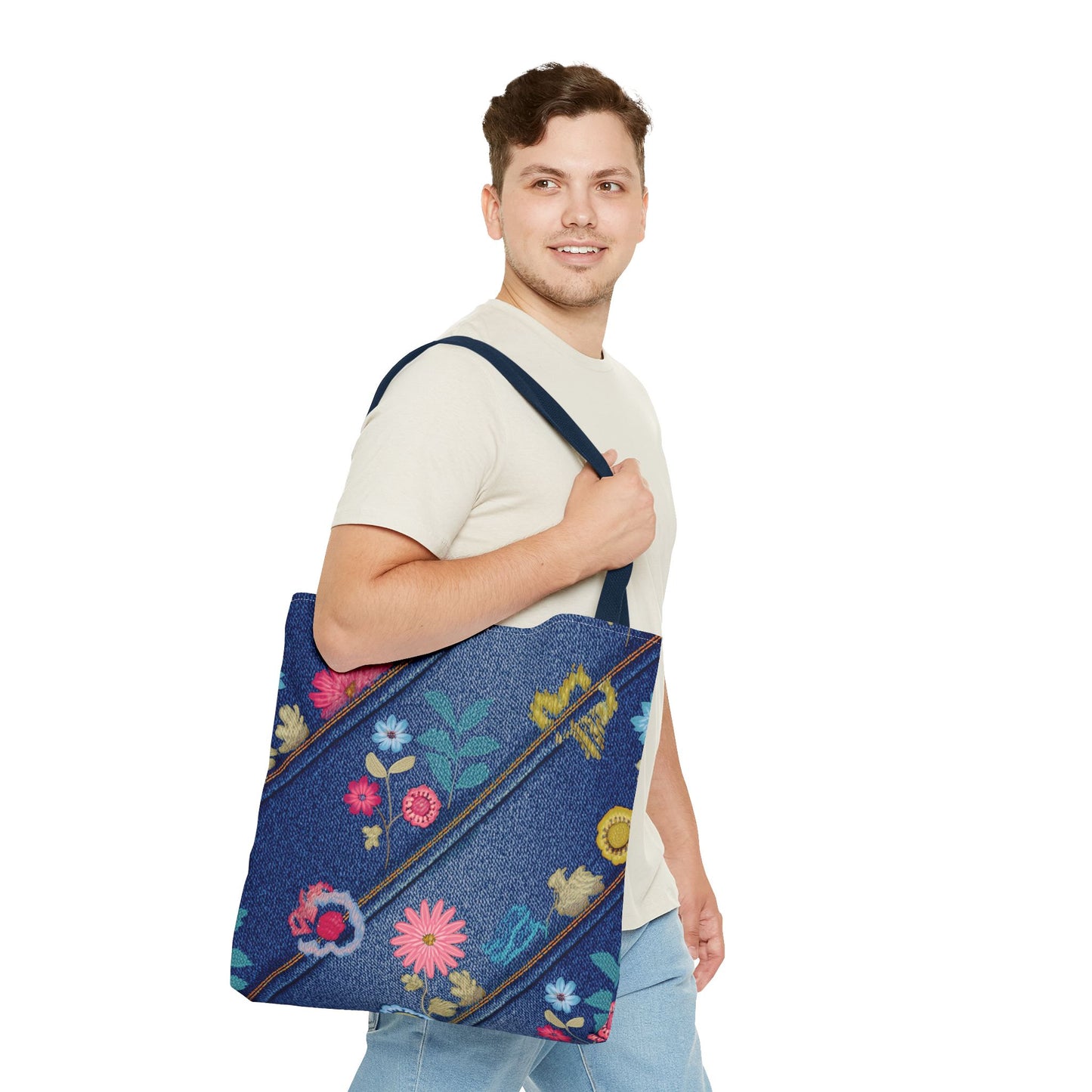 DENIM PRINT CANVAS BAG HIGH-QUALITY 100% SPUN POLY 3 SIZES CANVAS BAG-164