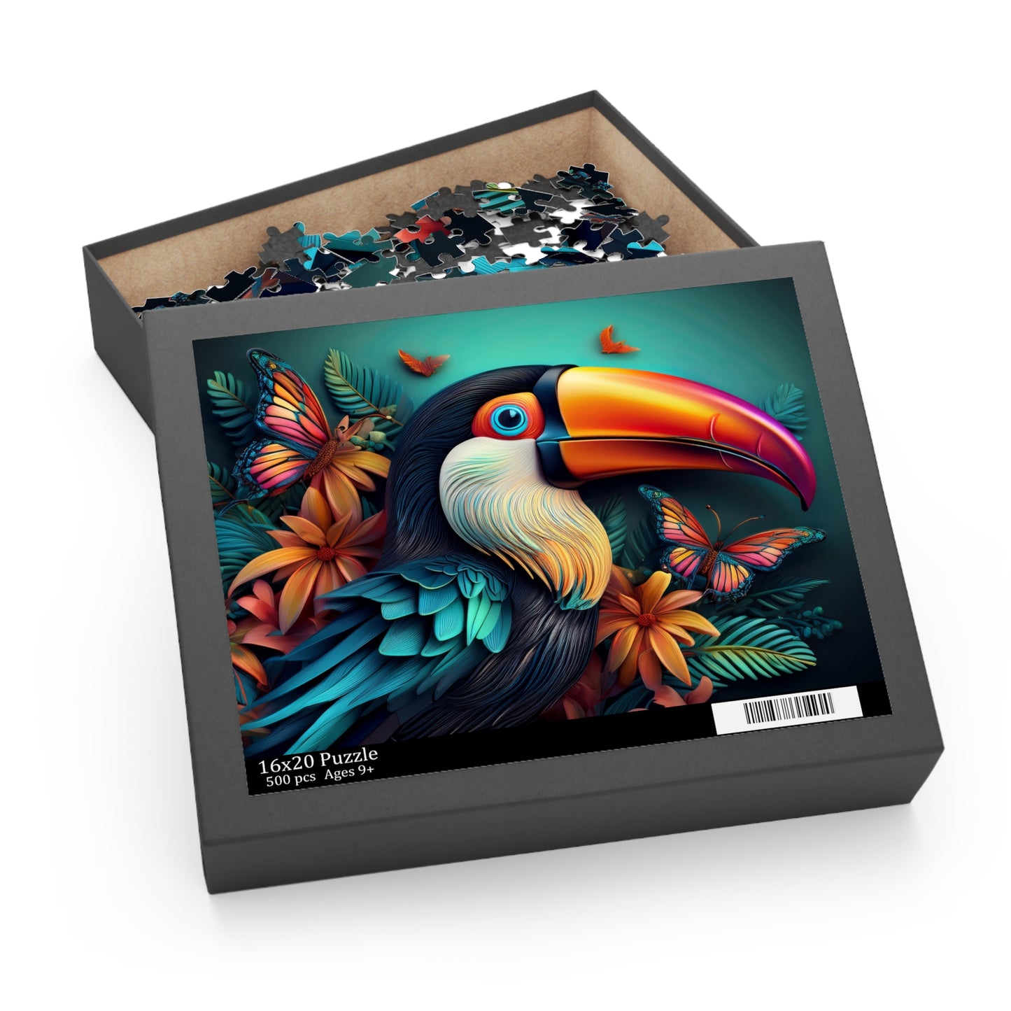 Puzzles-38 Kids Toucan Puzzle 500-Piece  Floral Toucan Puzzle 500-Piece, Birds Kids Puzzles Size: 16" x 20",  Ages 9+