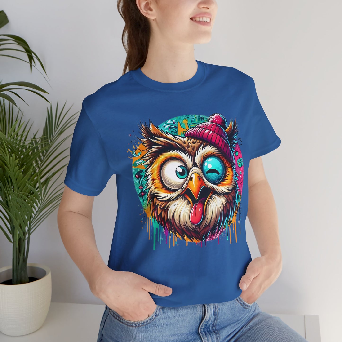 Colorful Owl Graphic Tee, Fun Owl Shirt, Funny Bird Shirt, Cute Cartoon Tees, Animal T-Shirt, Animal Tees, Art Design T-Shirt