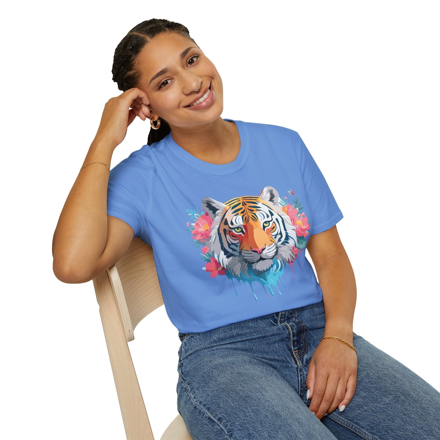 Tiger Shirt Unisex Animal Tee 100 Percent Ring Spun Cotton Softstyle