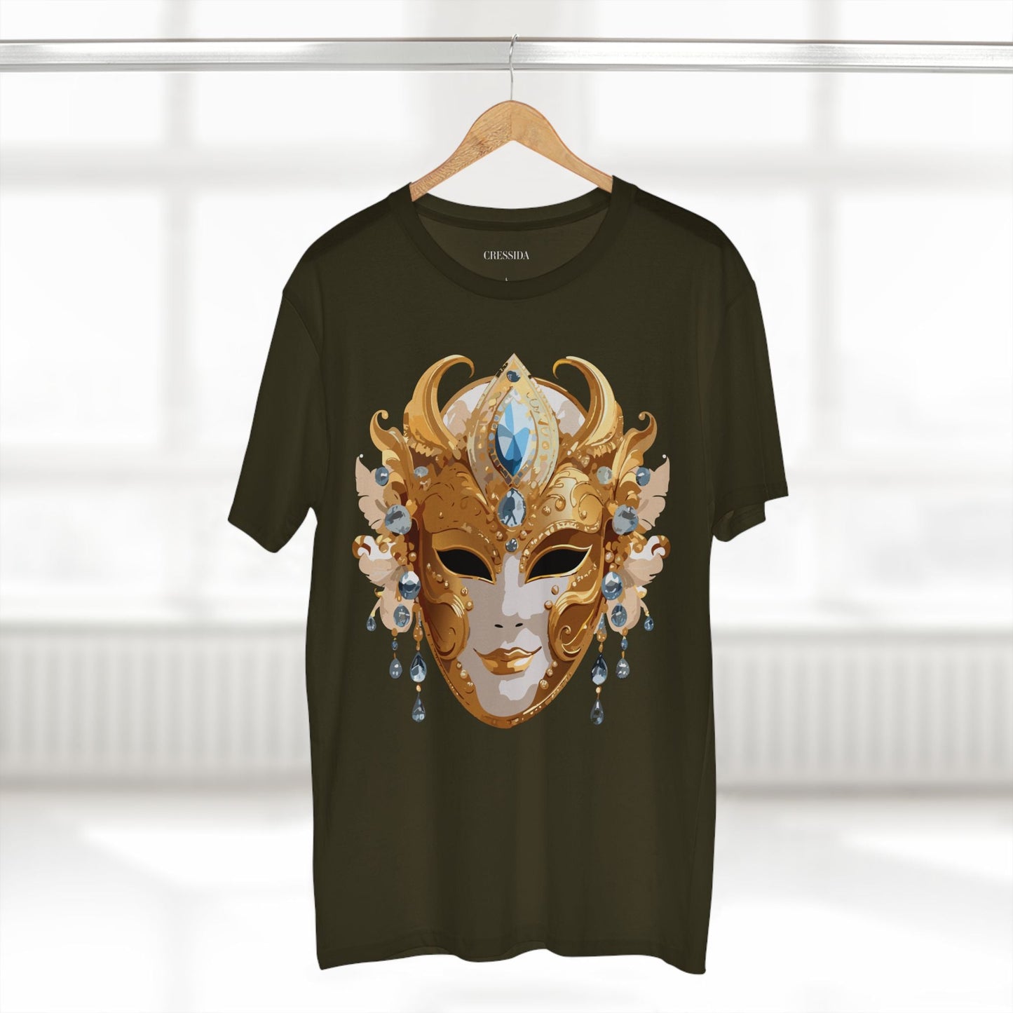 Carnival Mask Graphic T-Shirt Unisex 100 Cotton With Antique Gold Art Design Tee 22