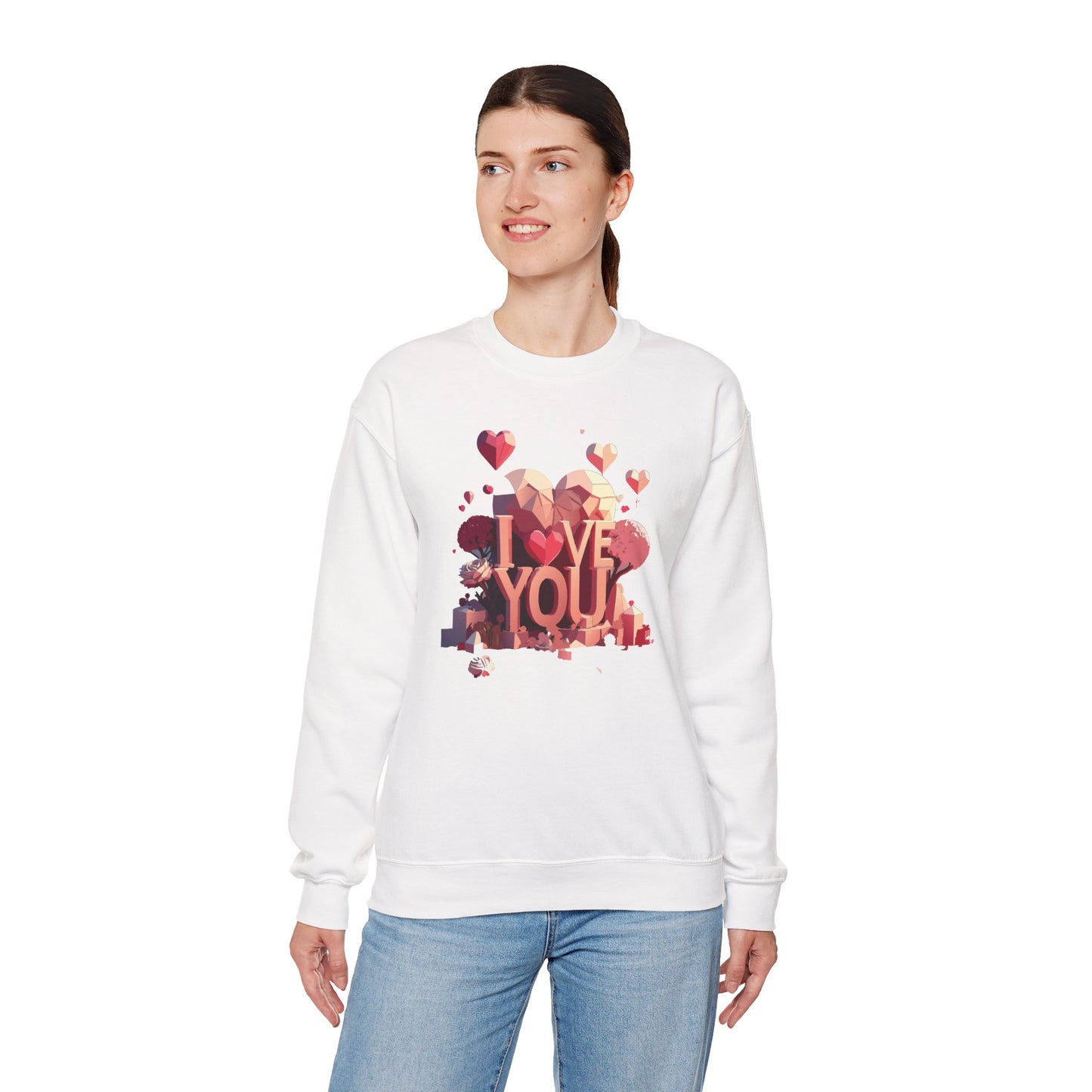 Unisex Big Heart Love Sweatshirt, Love Heart Sweatshirt, Floral Love Sweatshirt, 50/50 Cotton-Poly Valentine's Day Sweatshirt 10