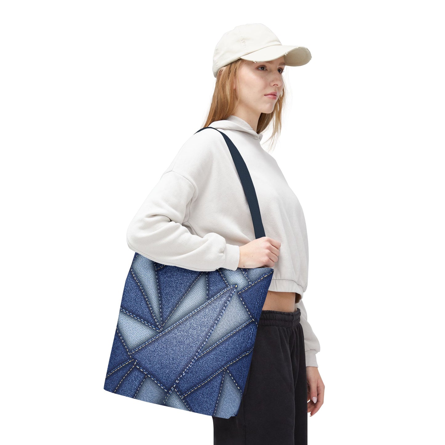 Denim Fabric Imitation Print Unisex Canvas Bag Poly Spun 3 Sizes Tote Bag 111