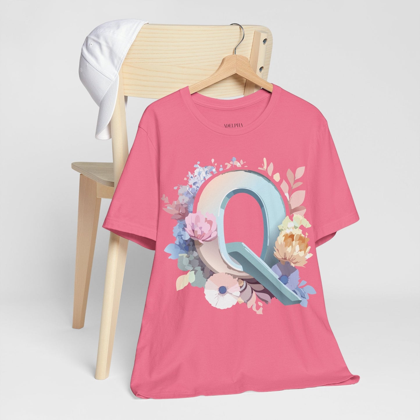 Letter Q Shirt Graphic Tee Unisex Short Sleeve by Adelpha Vintage Inspired Artwork