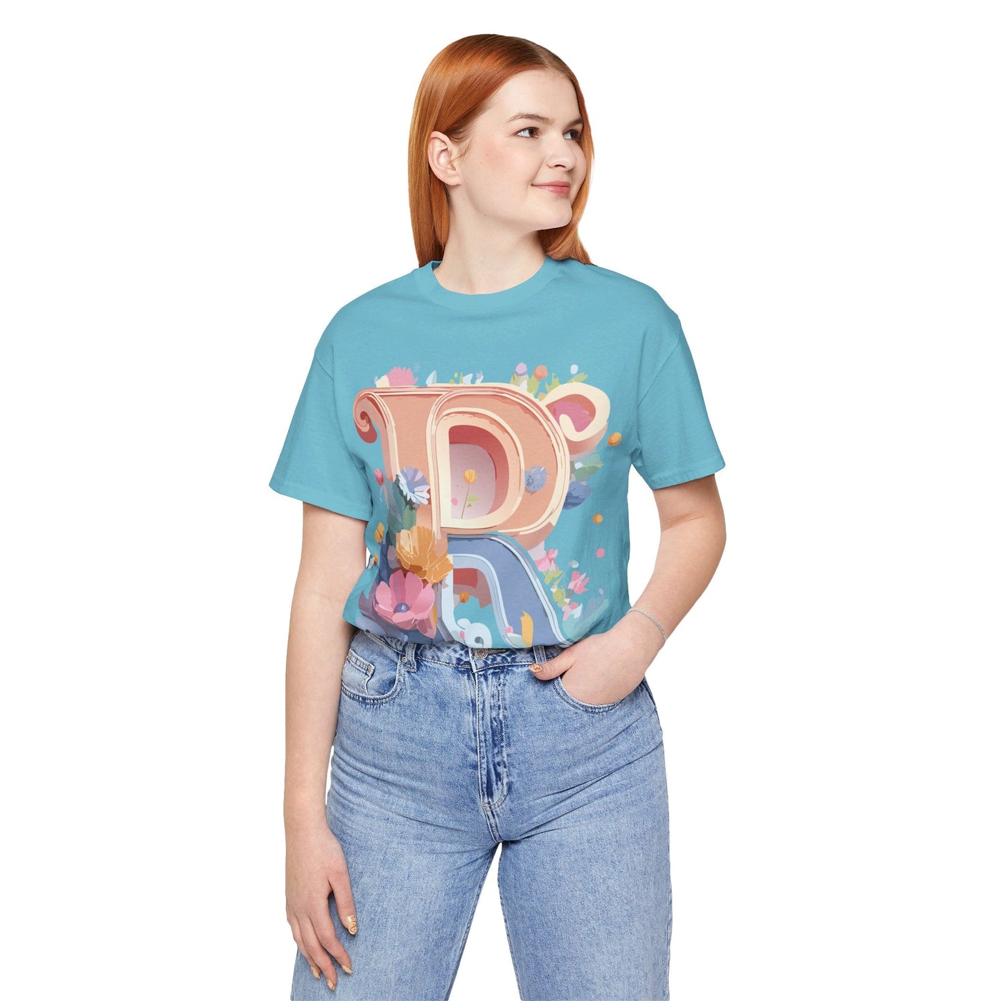 Letter R  Graphic Tee Unisex Short Sleeve Vintage Art Design Tee