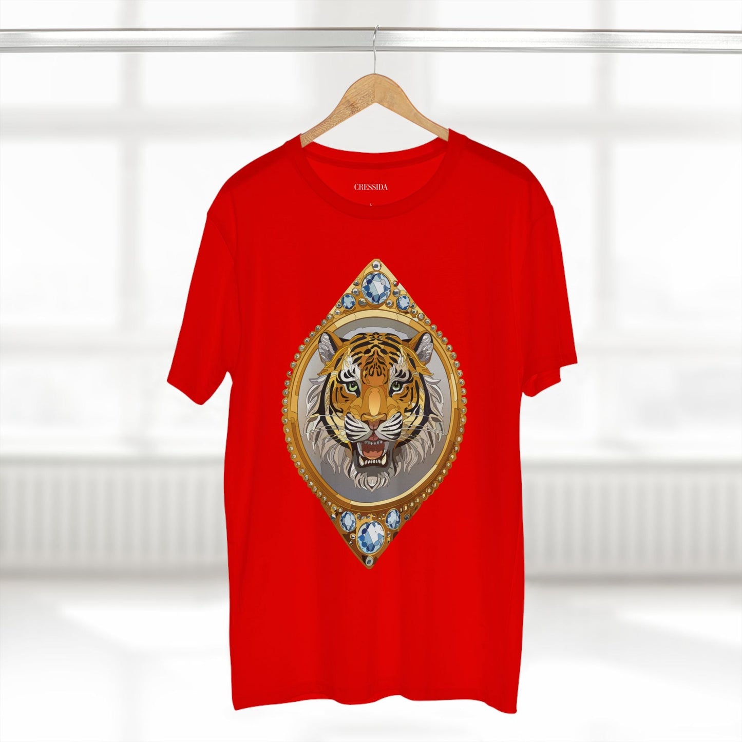 Tiger Graphic Unisex 100 Cotton Tee With Unique Animal Golden Medallion Art Design 1