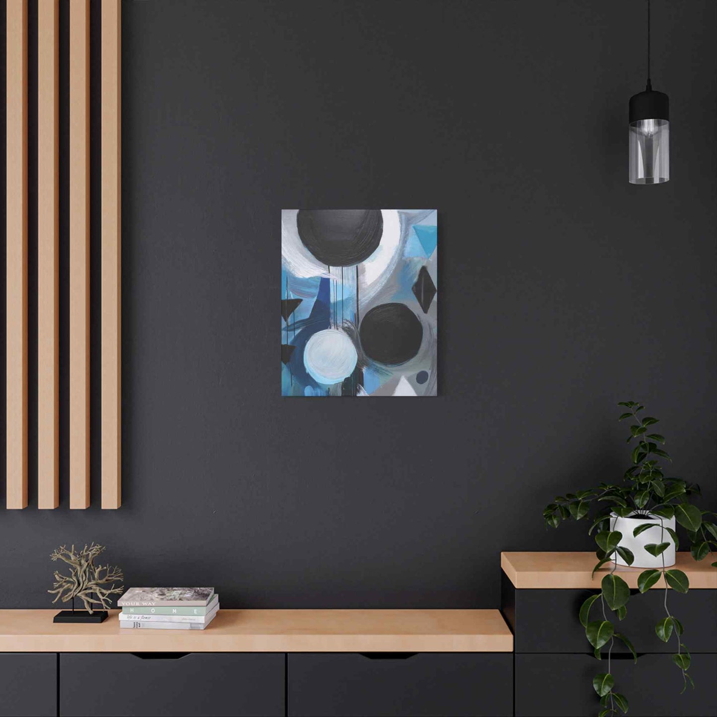 Blue Abstract Painting Print Canvas 20x24,20x30,24x30, 24x32,24x36,30x40, 32x48,36x48,40x60 Pine-Wood Inner Frame ABS-30