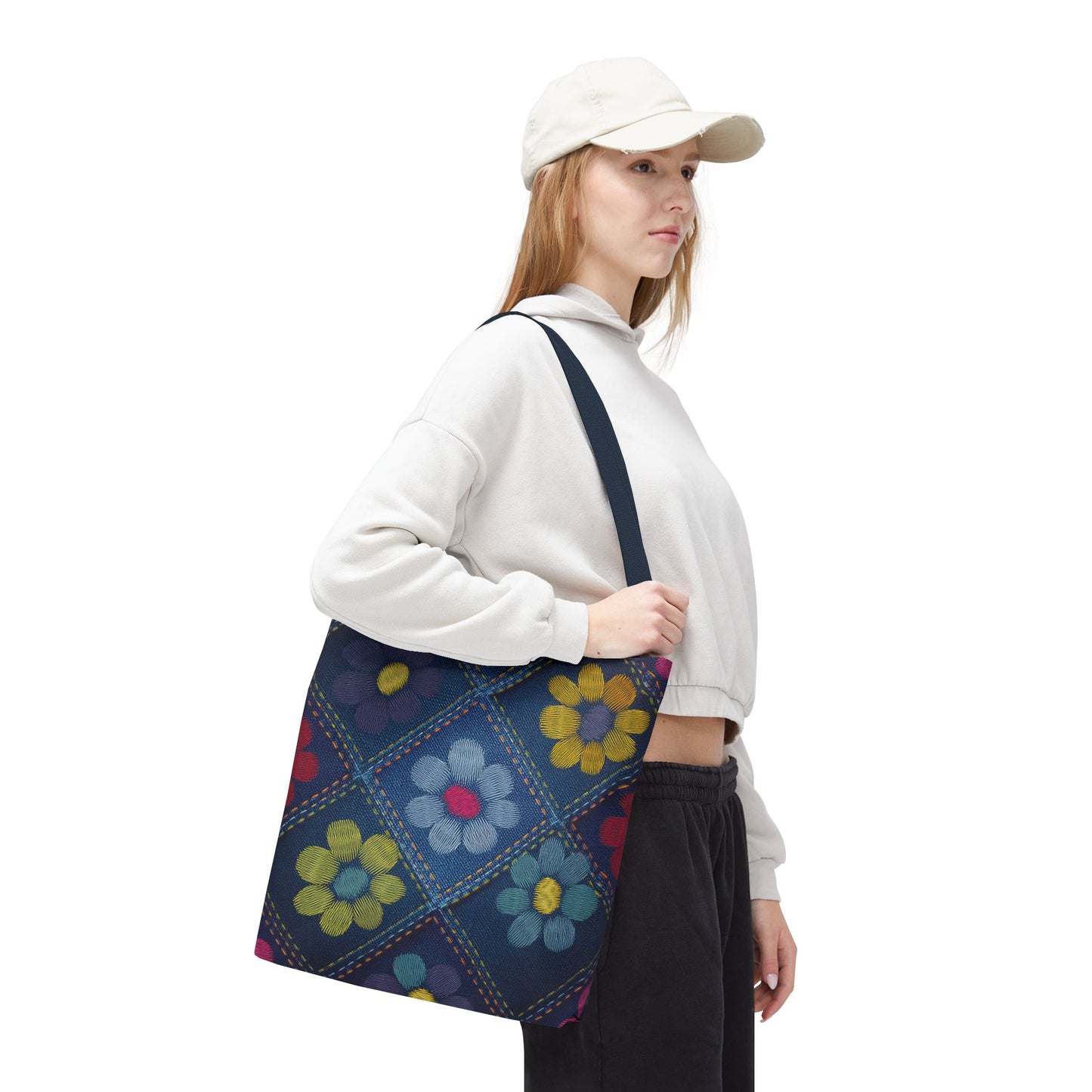 Denim Fabric Imitation Print Unisex Canvas Bag Poly Spun 3 Sizes Tote Bag 179