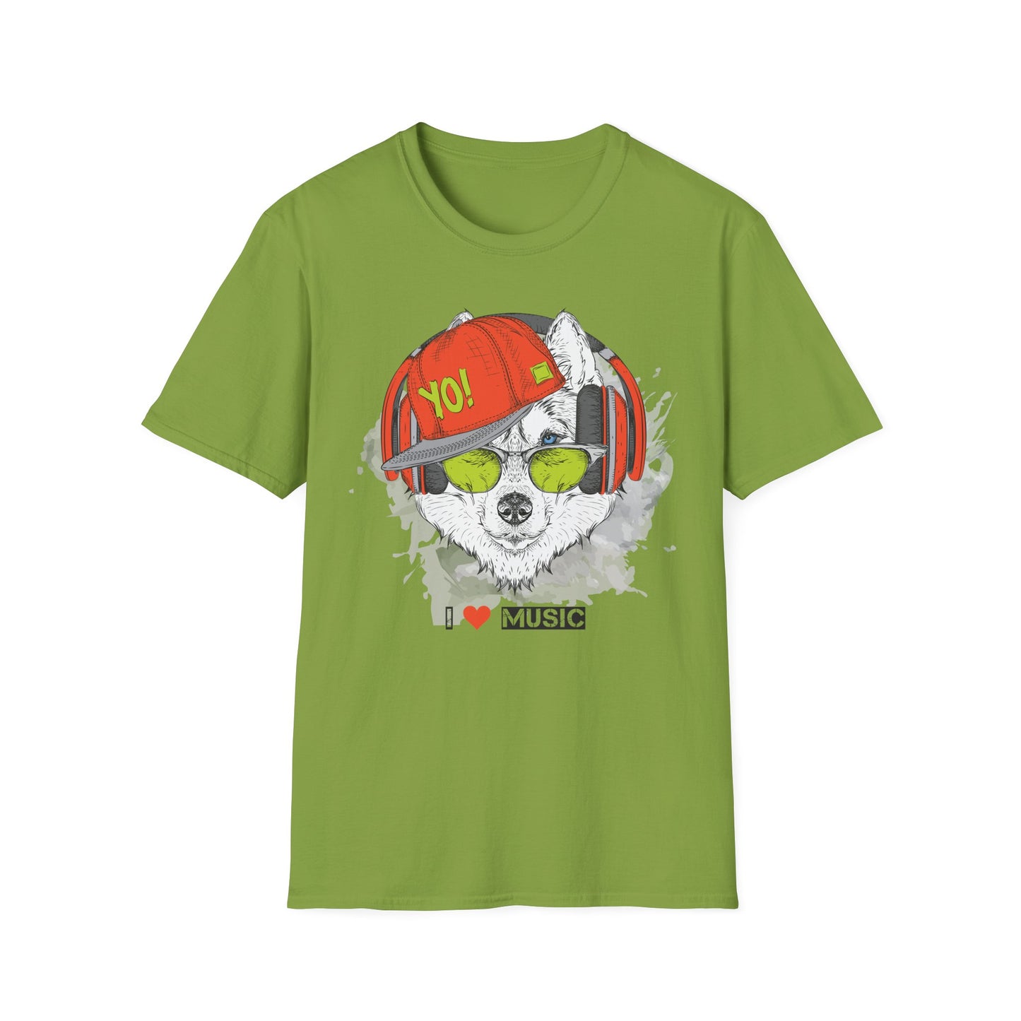 Music-Loving Wolf Graphic T-Shirt Unisex Cotton Short Sleeves I Music Streetwear Tee