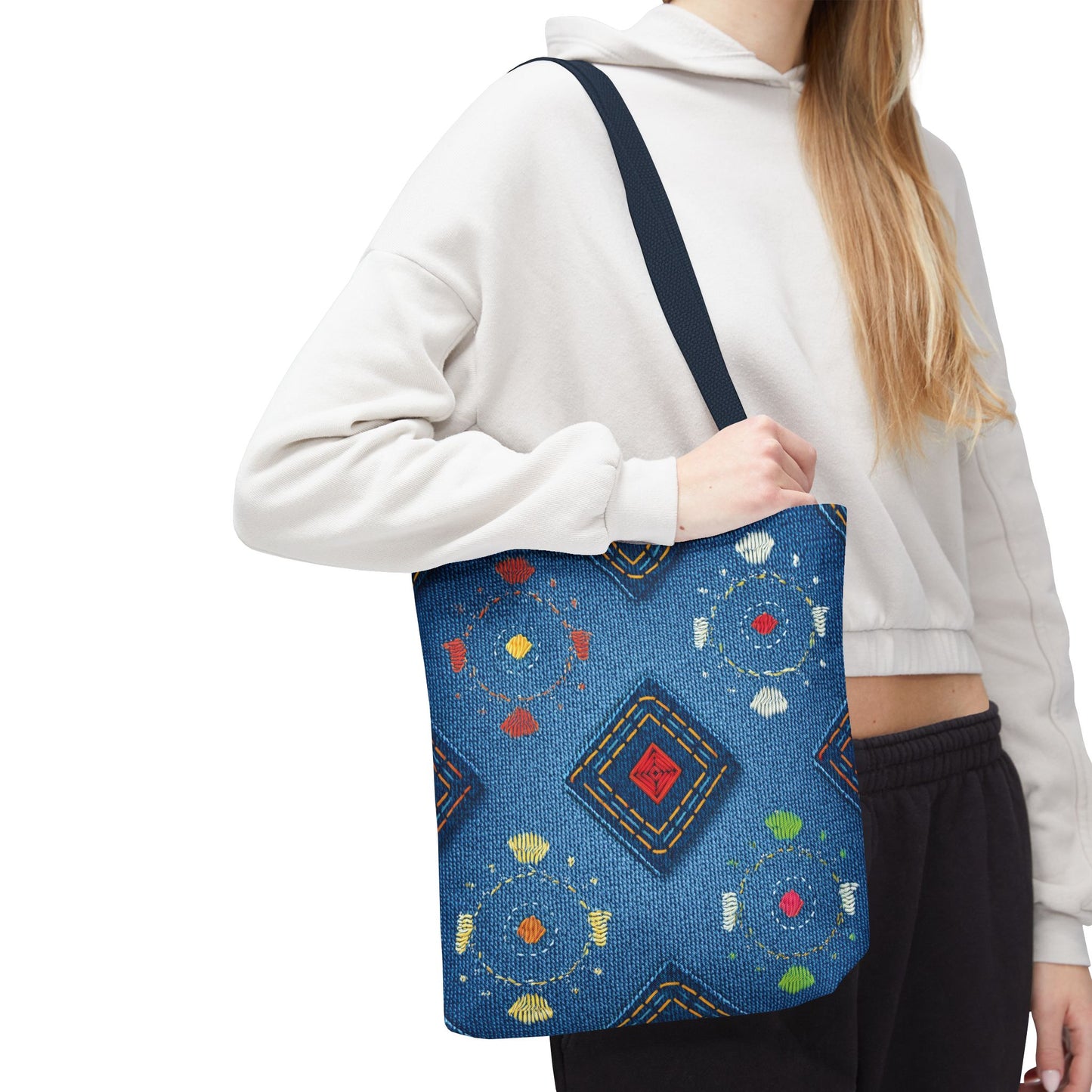 Diwali Graphic Denim Fabric Imitation Print Unisex Canvas Bag Poly Spun 3 Sizes Tote Bag 205-24