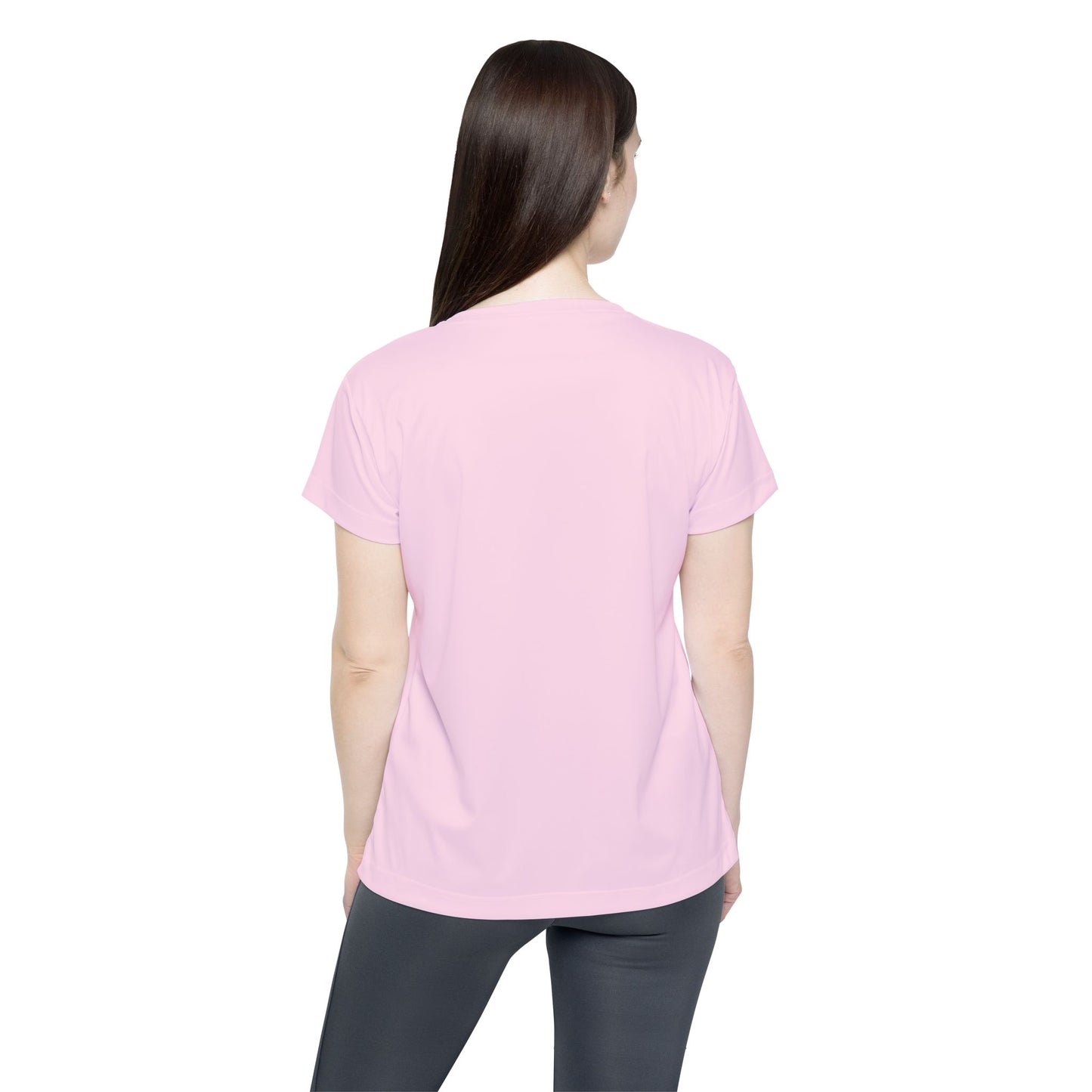 Petal Frost Pink Women's Sports Jersey Short Sleeves 100% Poly Solid Ligh Pink Color Print Athletic Tee