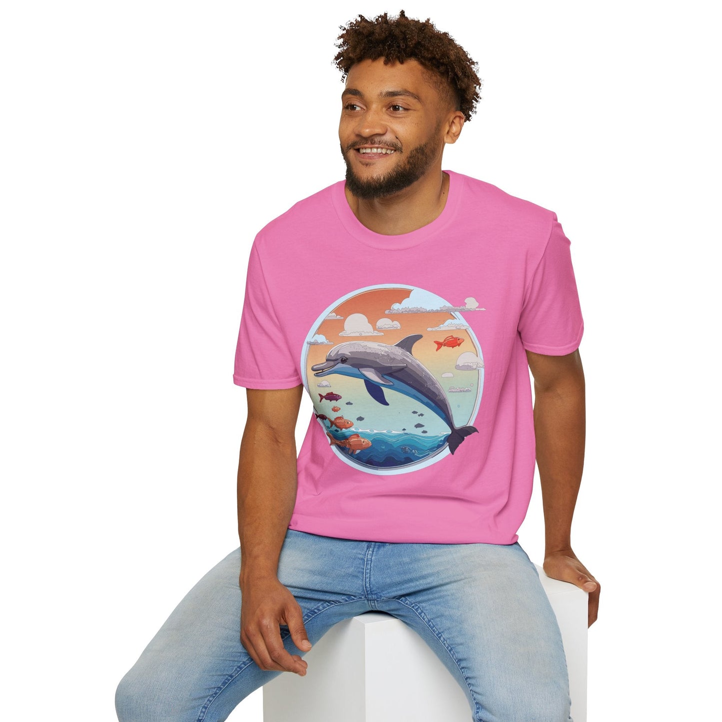 Dolphin Shirt Unisex Gildan Softstyle Cotton Tee For Men Women Dolphin Fish Animal Shirt