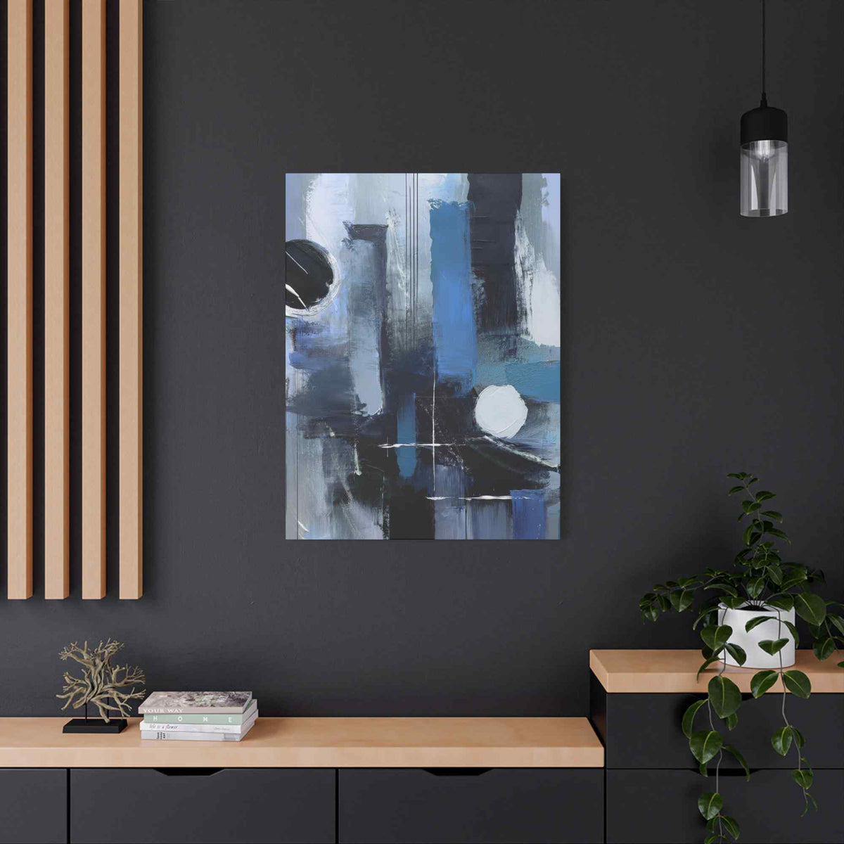 Blue Abstract Painting Print Canvas 20x24,20x30,24x30, 24x32,24x36,30x40, 32x48,36x48,40x60 Pine-Wood Inner Frame ABS-25