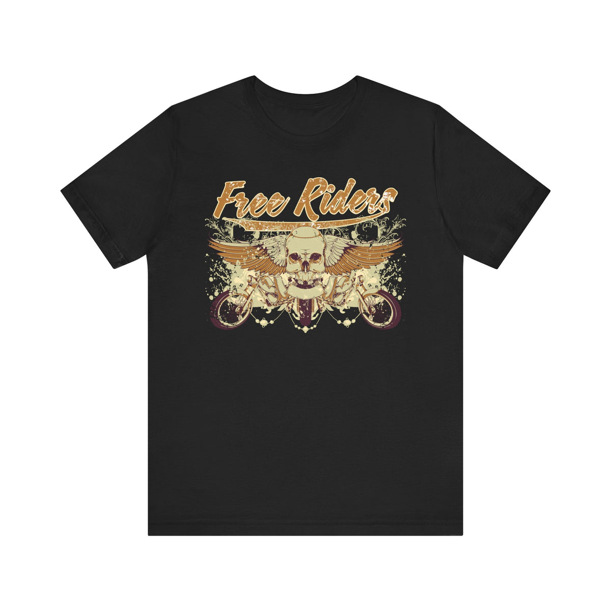 Free Riders Skull Motorcycle Tee Biker Graphic Art Design T-Shirt A-1