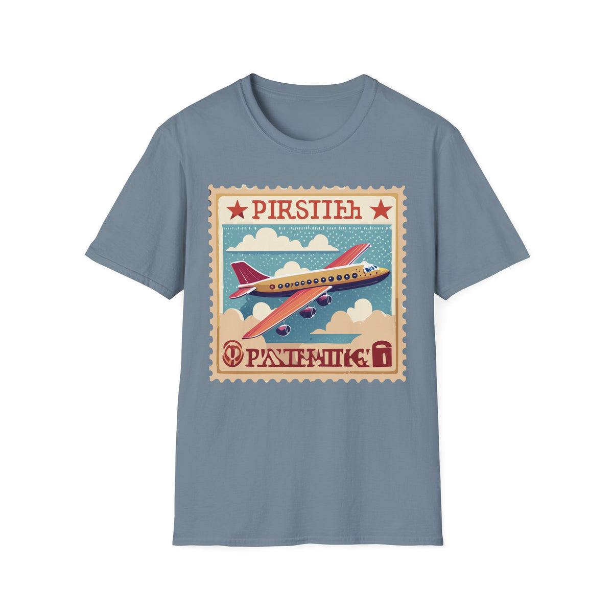 Vintage Airplane Stamp design T-Shirt | Retro Travel Plane Graphic Tee