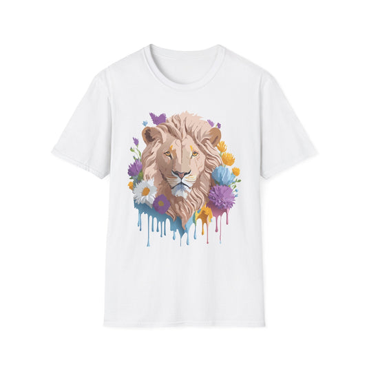 Lion Shirt Unisex Floral Lion Tee Gildan Softstyle 64000 Short Sleeve