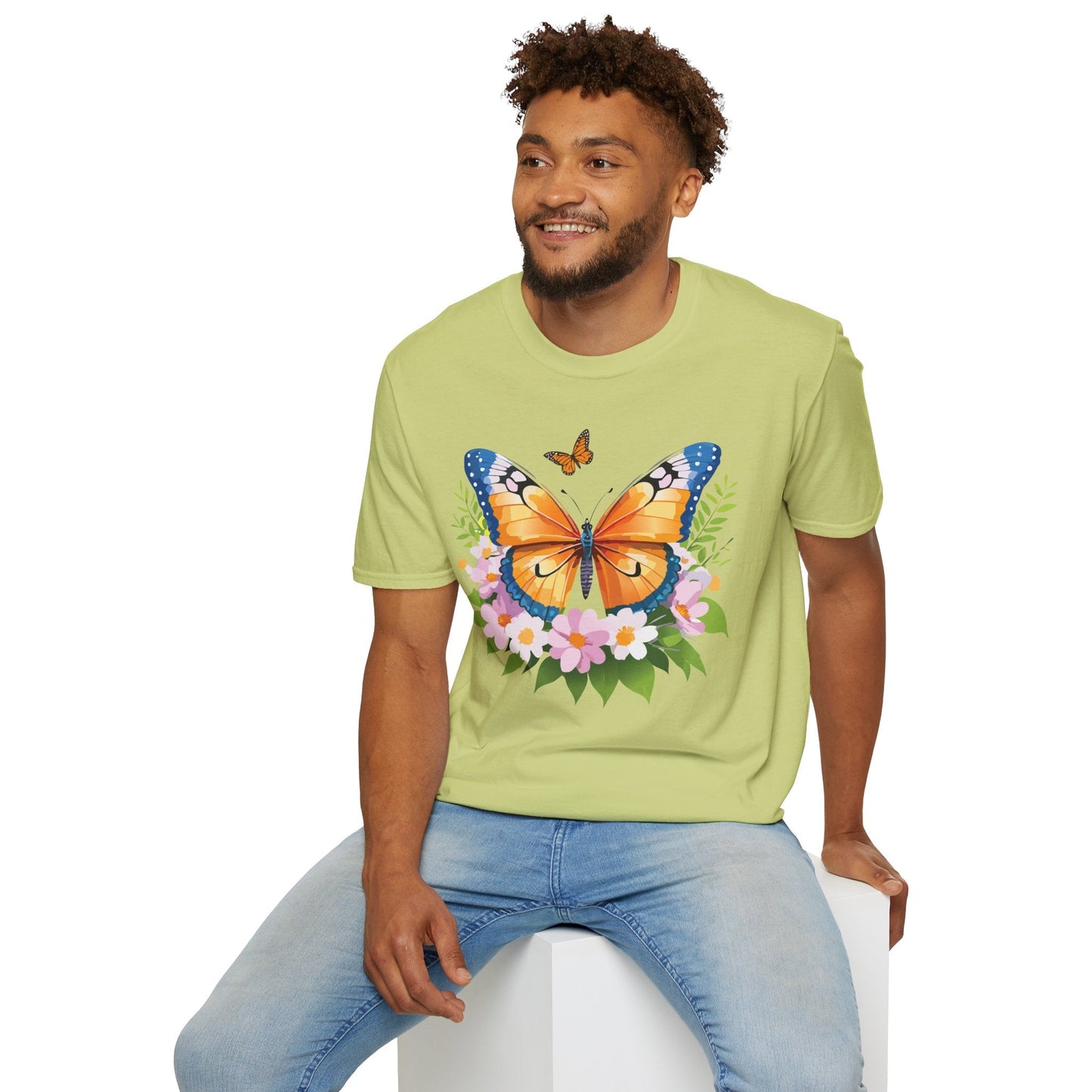 Butterfly Shirt Unisex Cotton Tee Monarch Butterfly Design Gildan Softstyle 64000 Short Sleeve