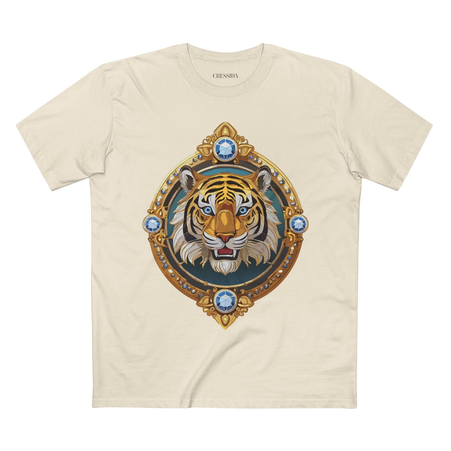 Tiger Graphic Unisex 100 Cotton Tee With Unique Animal Golden Medallion Art Design 6