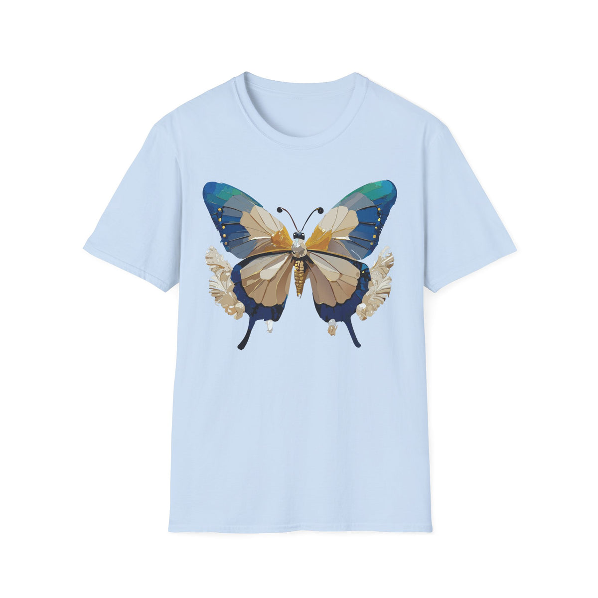 Butterfly Graphic T-Shirt — Earth Tone Floral Wing Design Graphic Tee Unisex 100 Cotton Gildan T-Shirt