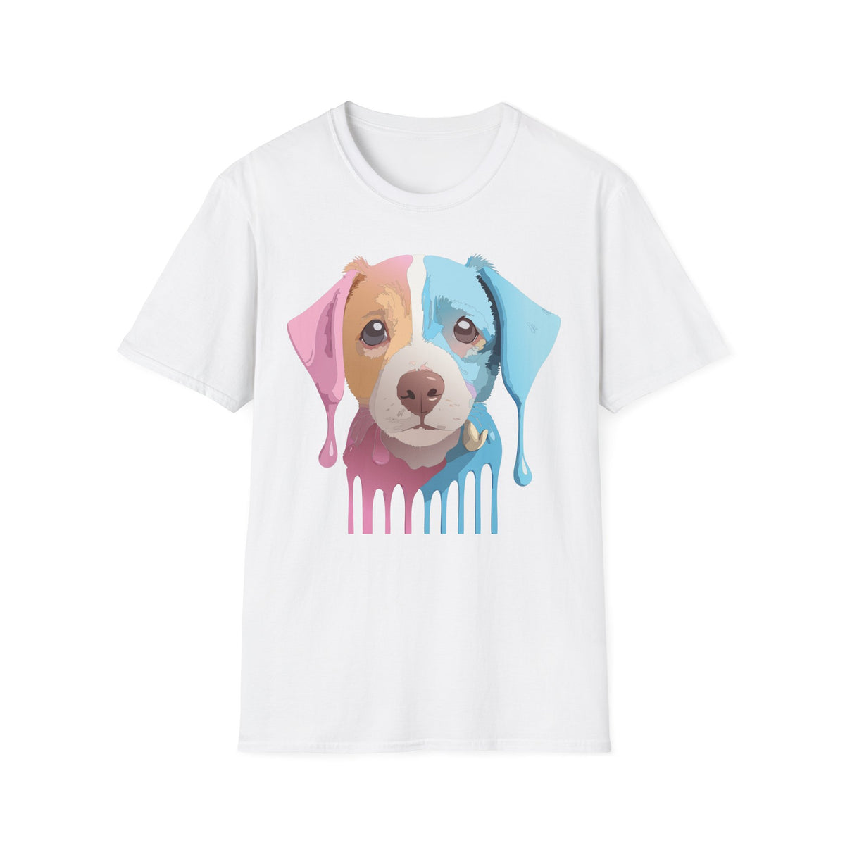 Colorful Drip Puppy Portrait T-Shirt | Pastel Pop Dog Tee