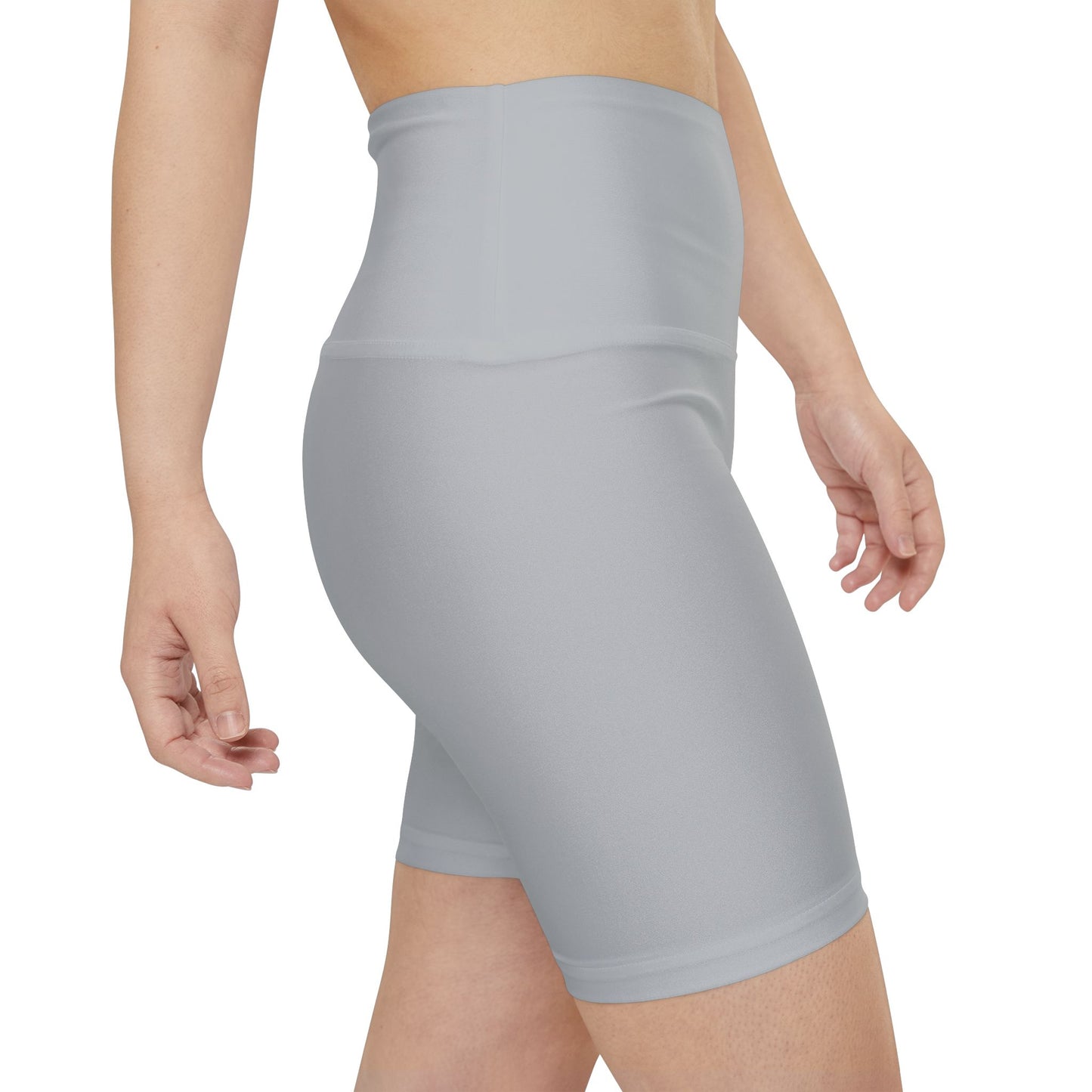 Silver Mist Women's Workout Shorts - High-Waist Bike Shorts for Gym, Yoga & Everyday Activewear