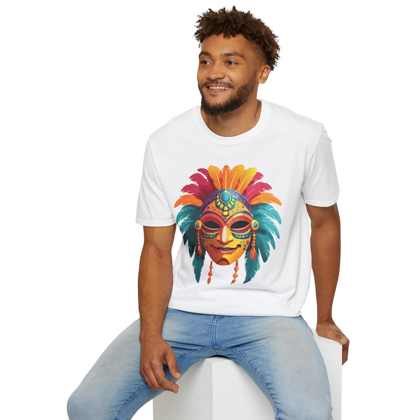 Mask Tee Shirt Unisex Softstyle Gildan 64000 100 Percent Ring Spun Cotton Masquerade Tee