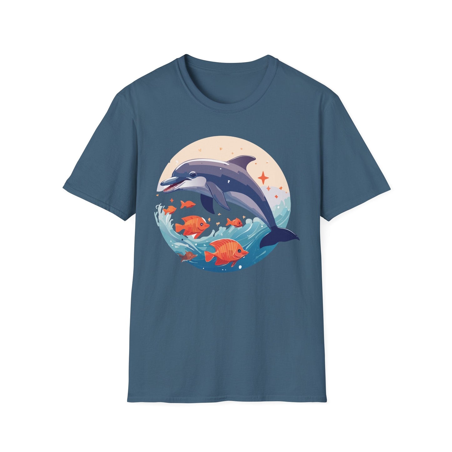 Unisex Dolphin Shirt Gildan Softstyle 64000 Short Sleeve Fish Tee With Dolphin Graphic