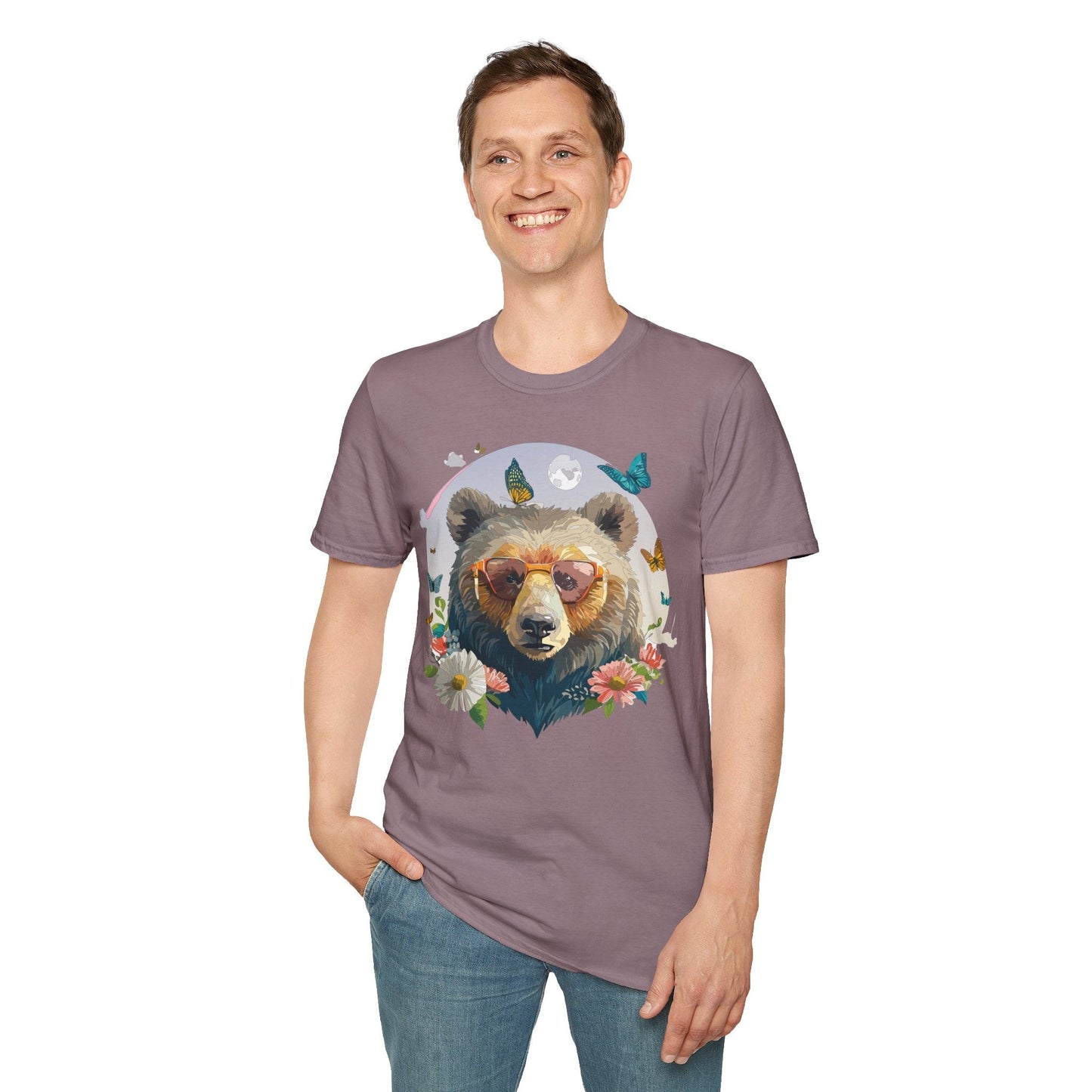 Bear T Shirt Unisex Softstyle Tee 100 Percent Ring Spun Cotton Gildan 64000 Comfortable Wear