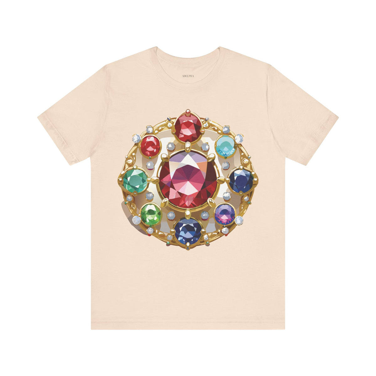 Jewelry Graphic Unisex Cotton Bella+Canvas Tee with Gemstones Art Design m34