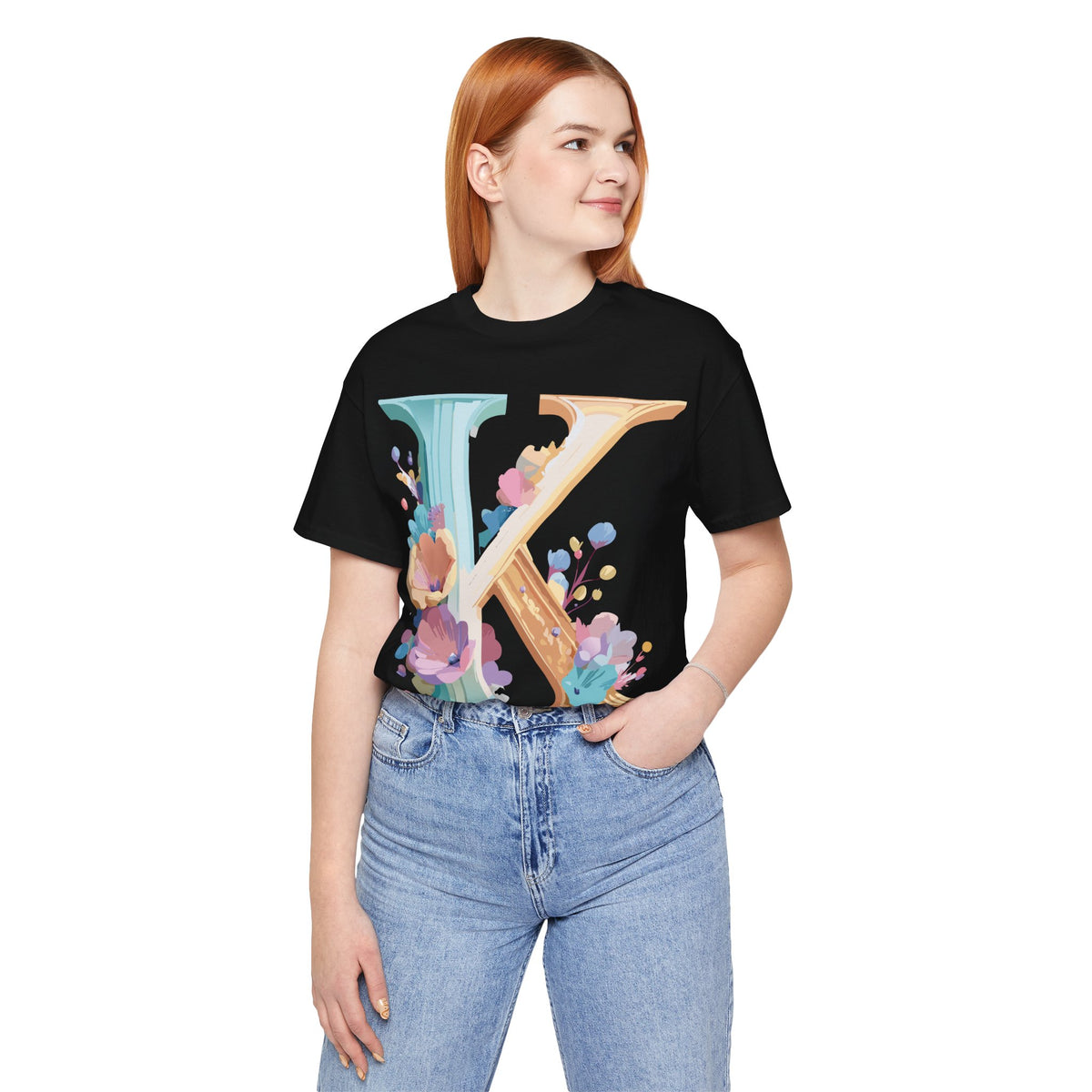 Letter K Graphic Unisex Cotton Bella+Canvas Tee with Art Letter Design