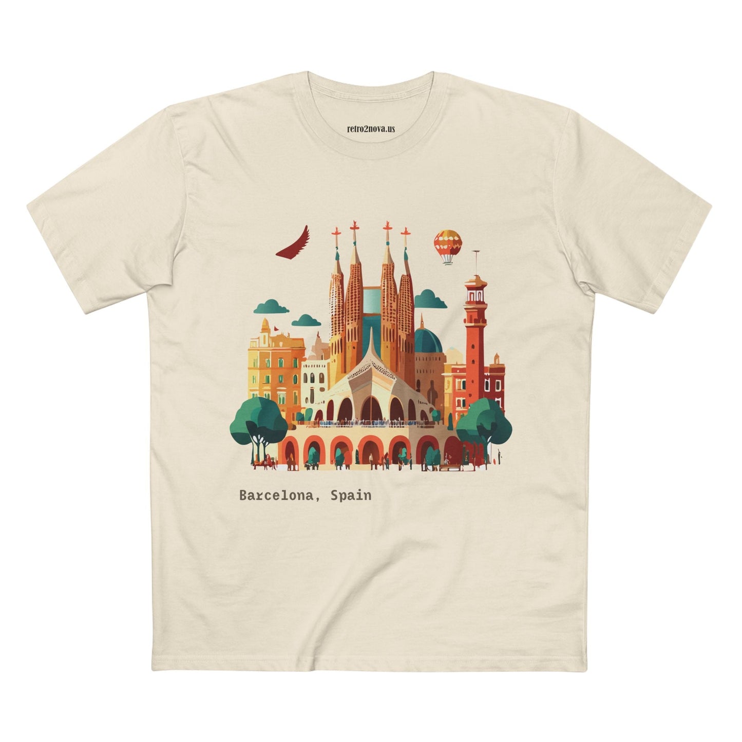 Barcelona Travel Shirt Unisex Cotton Art Tee Retro2Nova Premium Quality Original Art Design