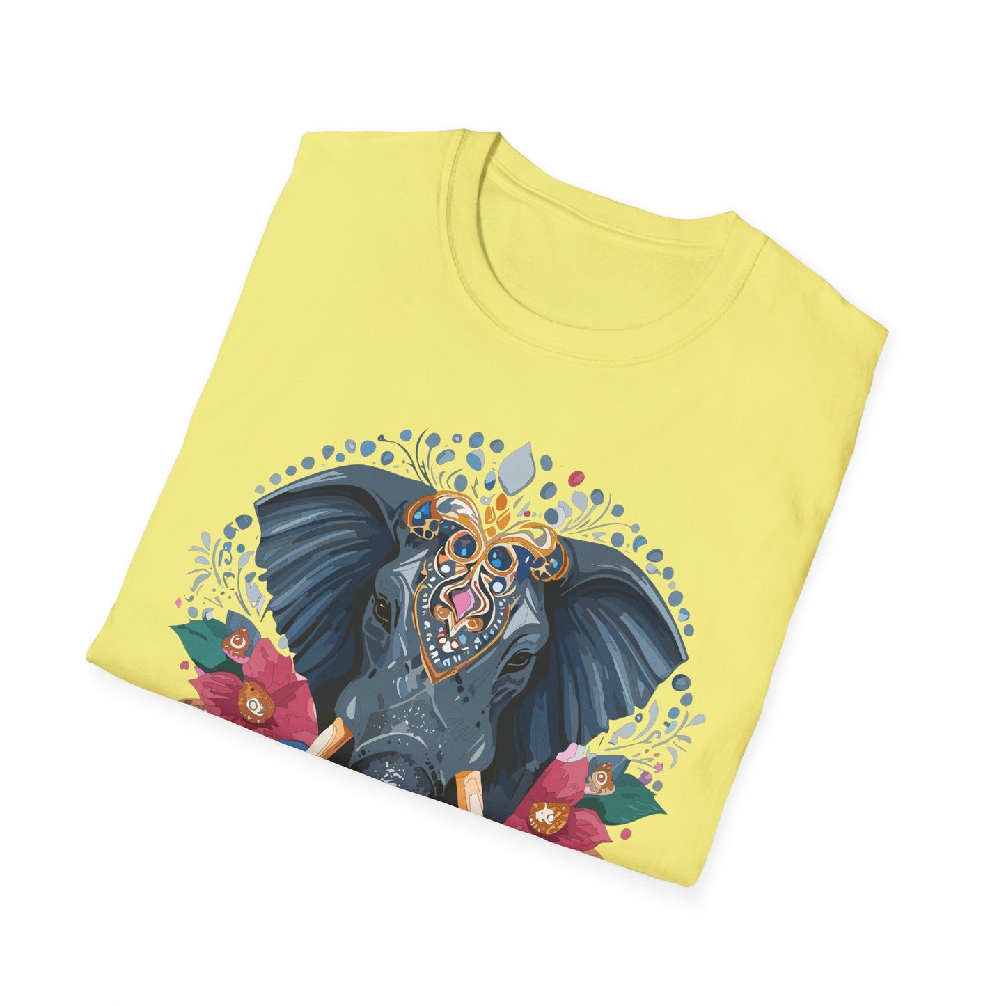 Elephant Graphic T Shirt Unisex Cotton Tee Softstyle Gildan 64000 Elephant Design