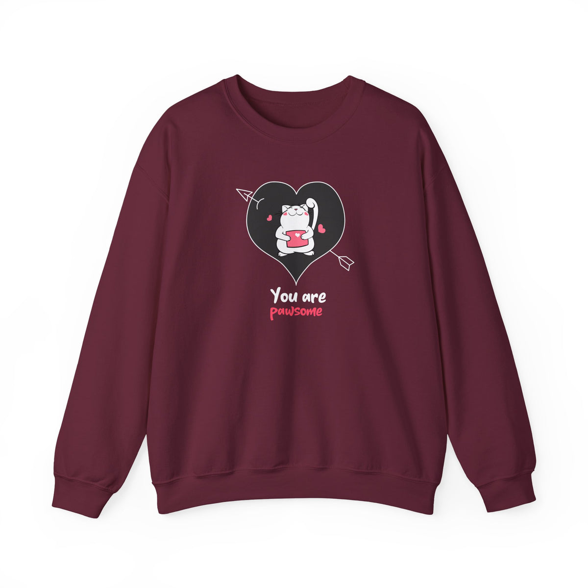 Cat Graphic Valentine's Day Sweatshirt Unisex 50/50 Cotton-Poly Animal Sweatshirt w10