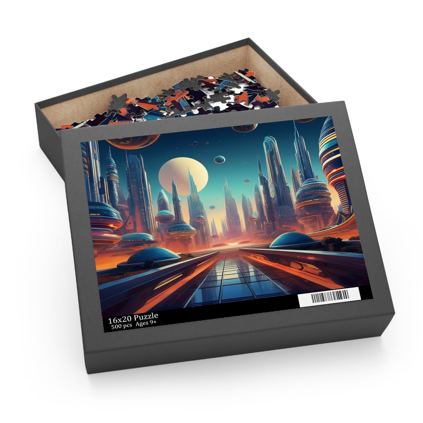 Sci-Fi City Puzzle 500-Chipboard Pieces in Box | Kids Puzzles Size: 16" x 20",  Ages 9+ and Family pn54