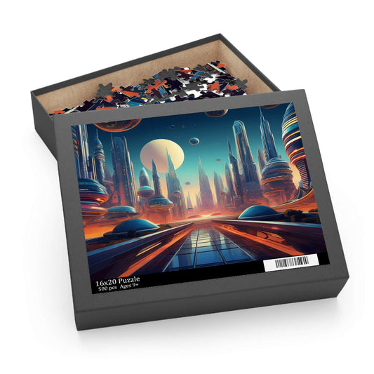 Sci-Fi City Puzzle 500-Chipboard Pieces in Box | Kids Puzzles Size: 16" x 20",  Ages 9+ and Family pn54