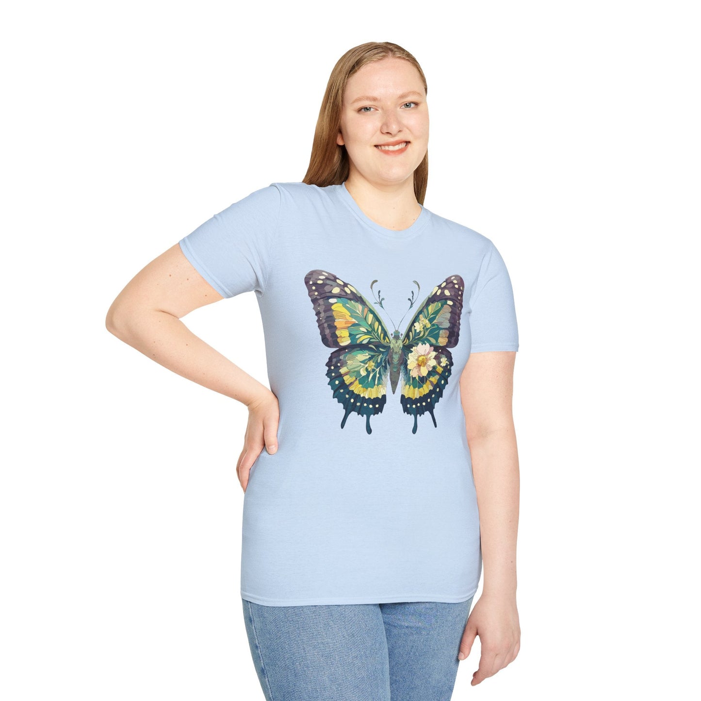 Butterfly Shirt Unisex Monarch Print T Shirt Gildan Softstyle 64000 Lightweight Tee