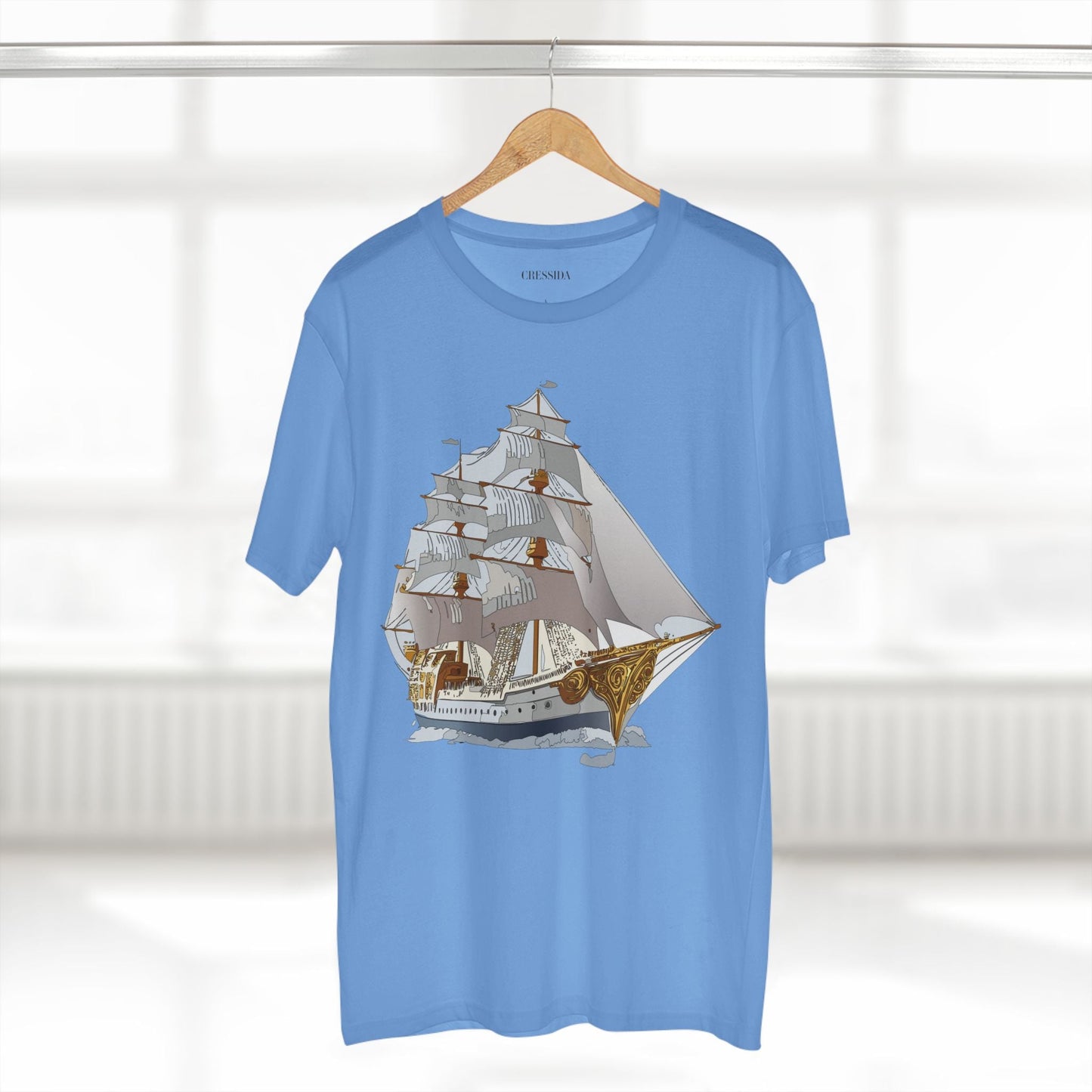 Ship Graphic Unisex 100 Cotton T-Shirt with Gold Frigate Art Design 8