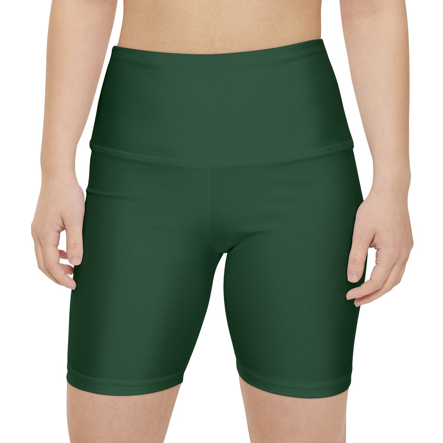 Dark Spruce Green Women's Forest Green High-Waist Workout Bike Shorts