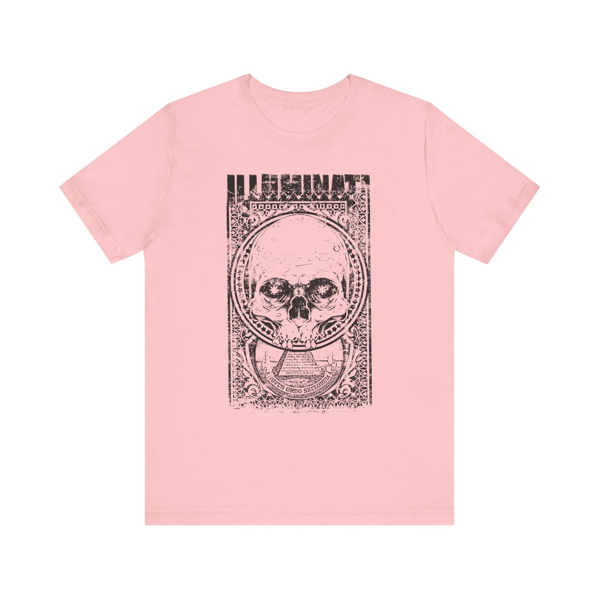 Skull Circle Graphic T-Shirt Vintage Etching Illustration Art Design Unisex Cotton Tee A-9