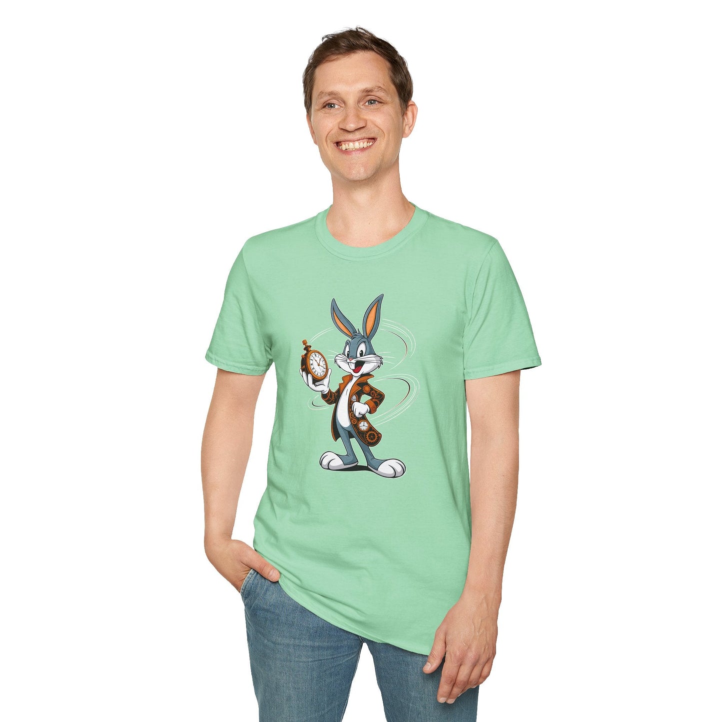 Cartoon Bunny Graphic Unisex Cotton Animal Animation Artwork Design Tee 19