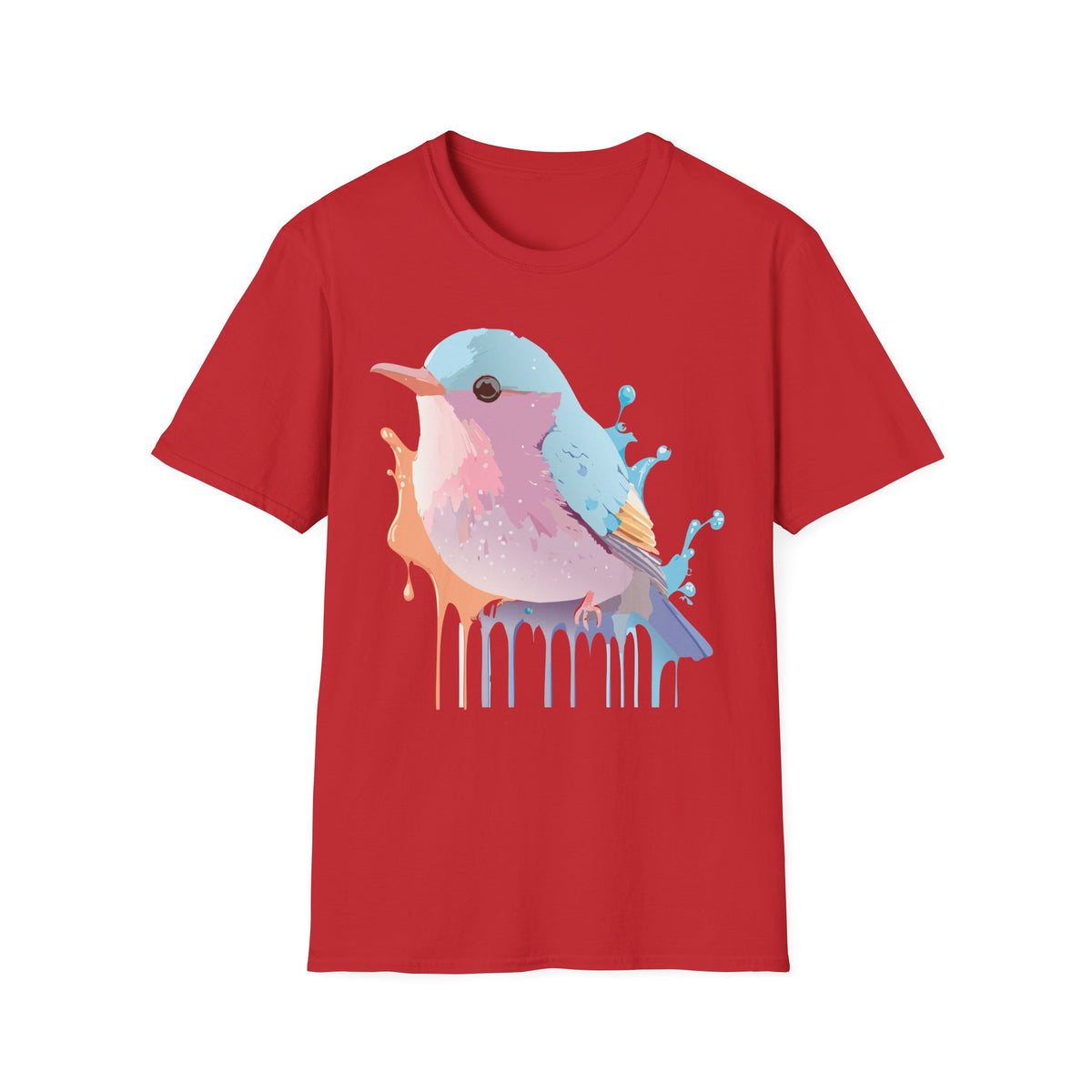 Watercolor Pastel Bird T-Shirt | Colorful Drip Illustration