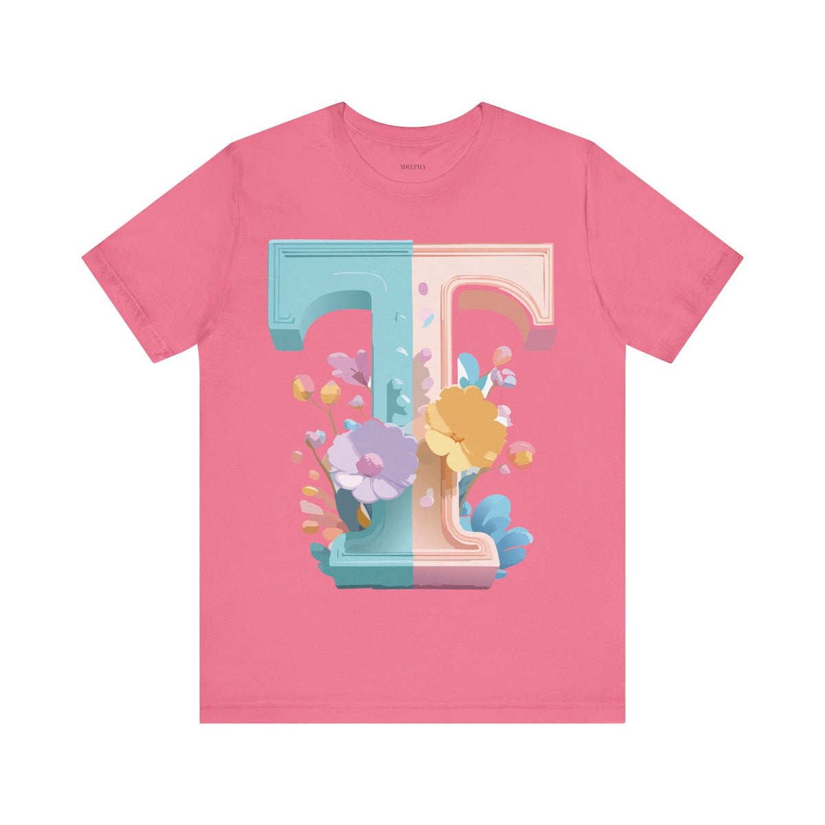 Letter T Graphic Unisex Cotton Bella+Canvas Tee with Art Letter Design