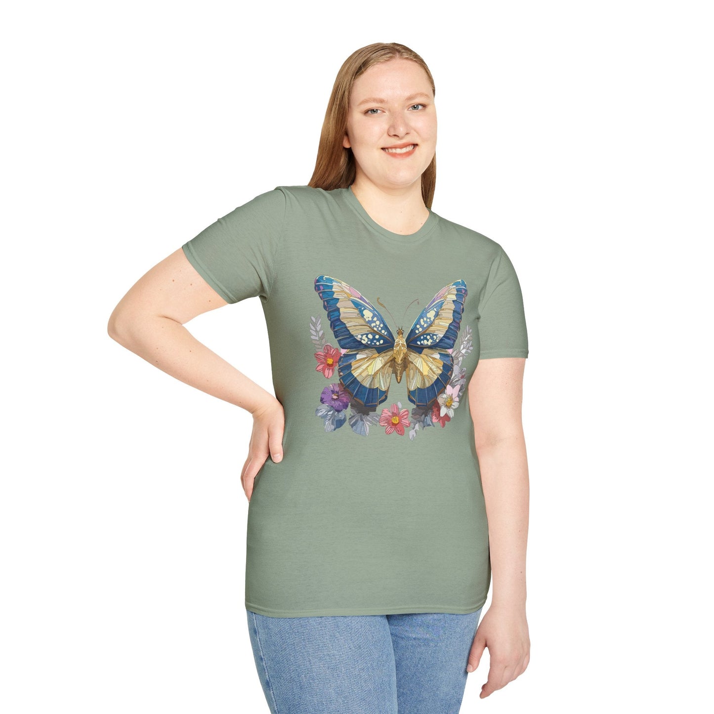 Butterfly Unisex Short Sleeve Tee Shirt Gildan Softstyle 64000 Monarch Design Graphic Tee