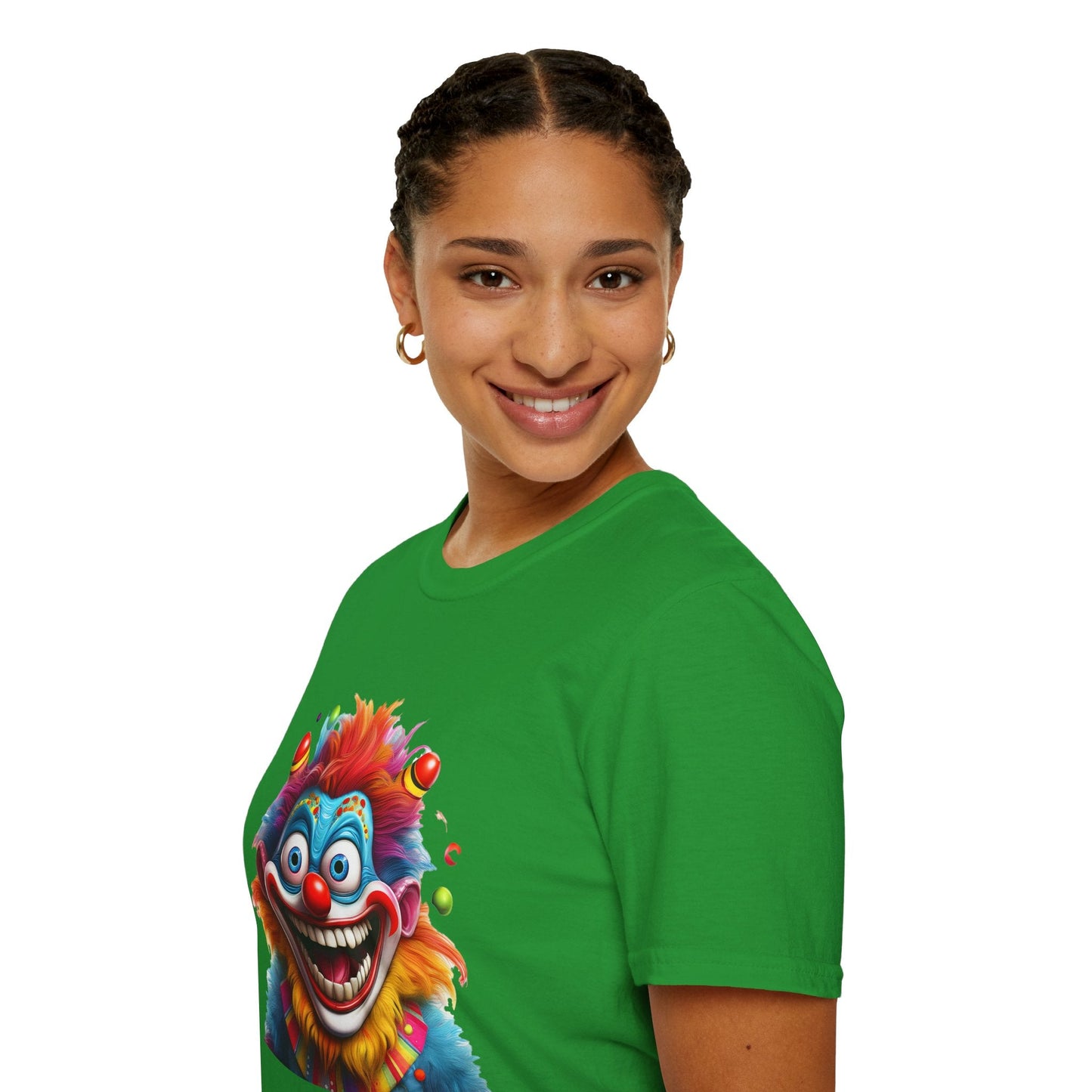 Clown Themed Unisex T Shirt Funny Man Circus Scary Man Tee Gildan Softstyle 64000 Cotton